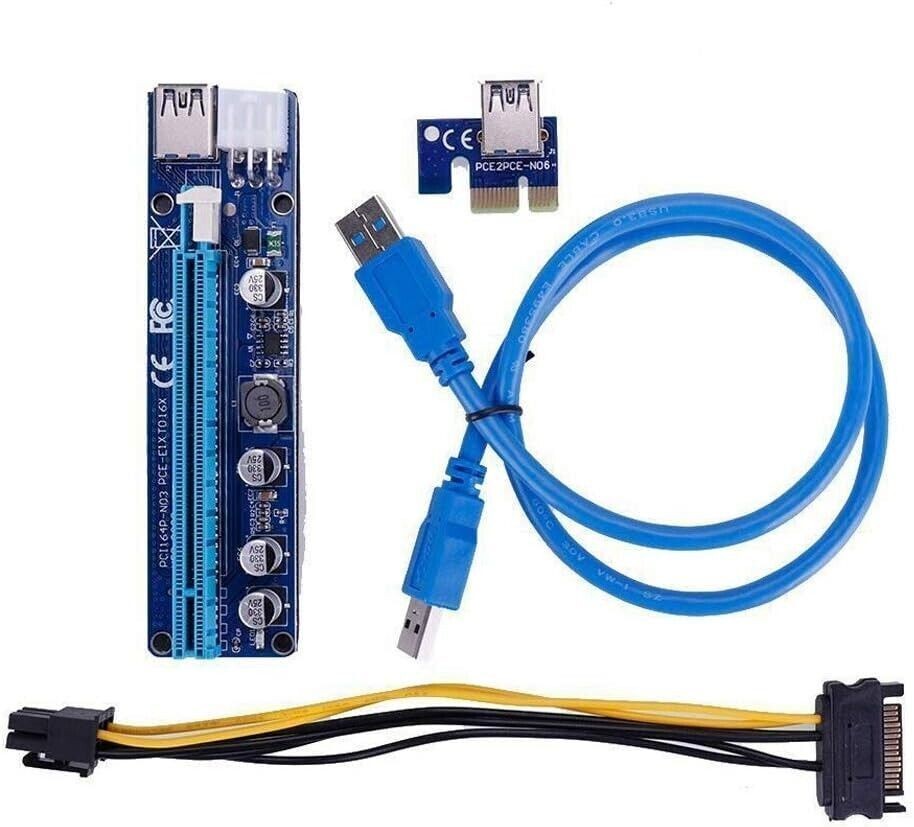 6-Pcs GPU Riser PCE164P-N03 VER008c PCI-E 1X TO 16X Adapter