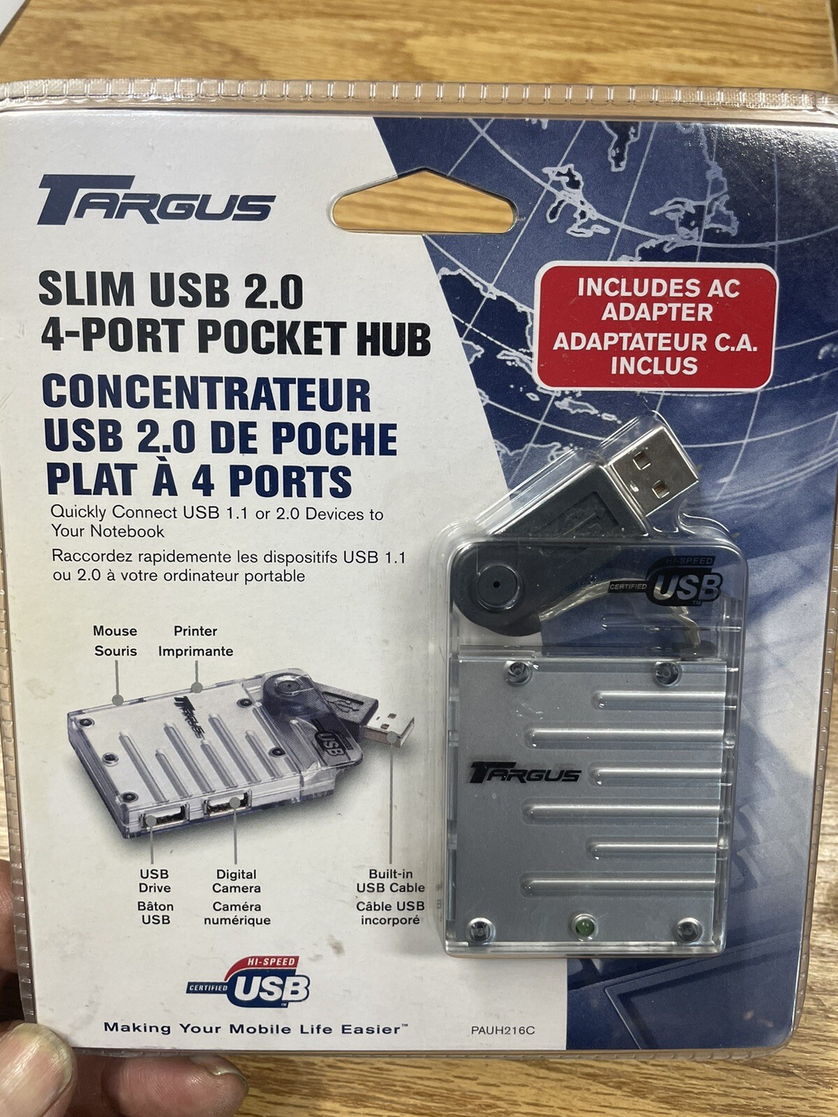 TARGUS SLIM USB 2.0 4-port Pocket Hub. New
