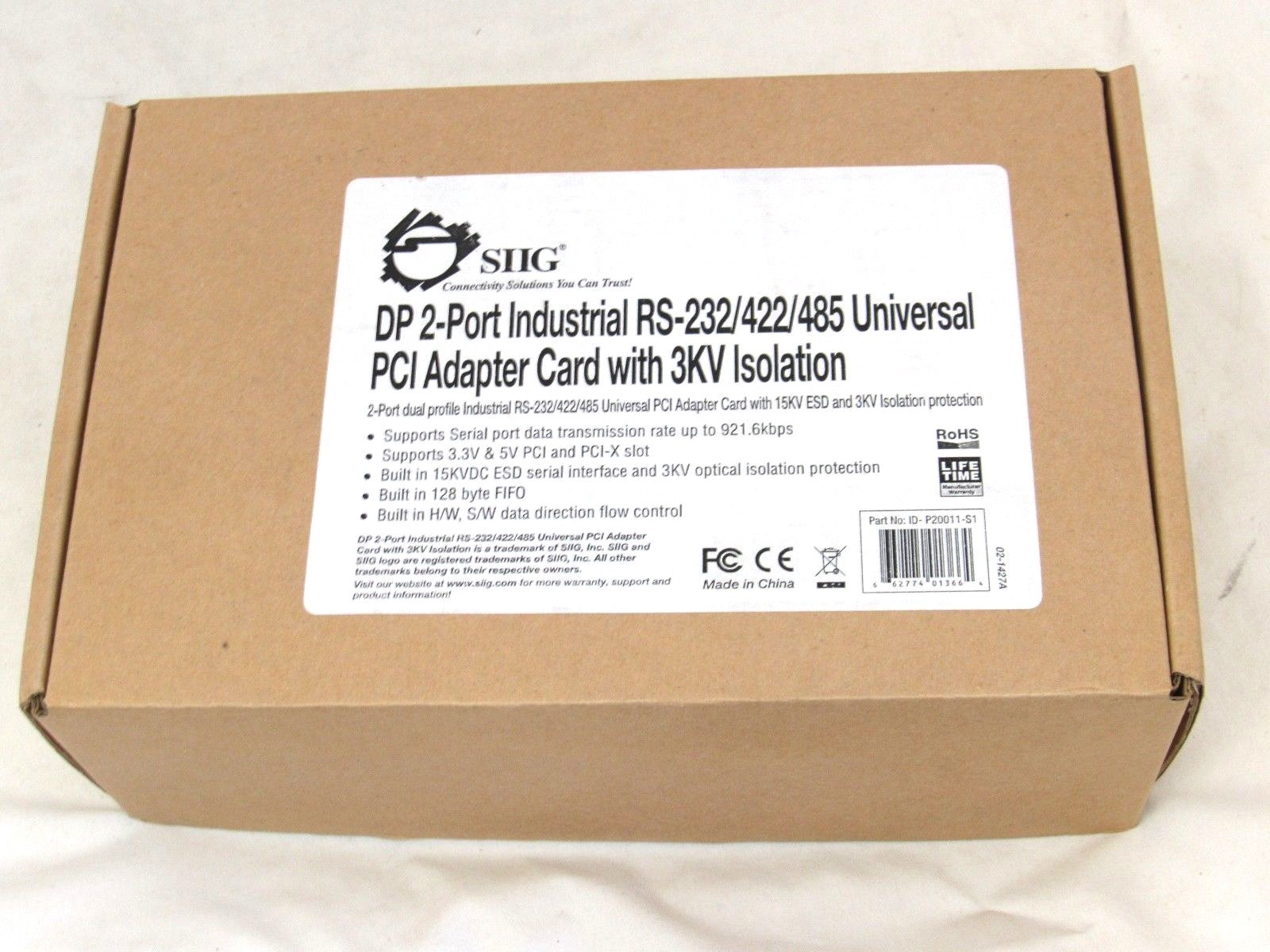 SIIG DP 2-Port Industrial RS-323 422 485 Universal PCI Adapter P20011-S1 1-5