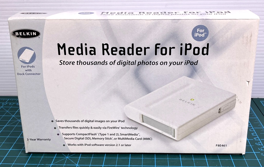 Belkin Media Reader For iPod Photo Storage USB Dock Connector Model F8E461 New