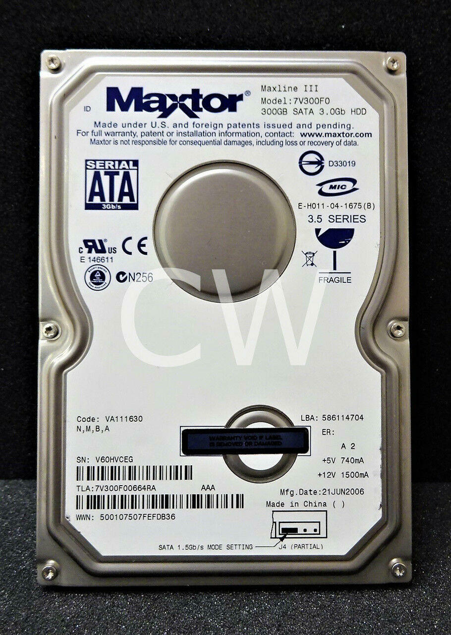 7V300F0 Maxtor Maxline 300GB 7200RPM 3Gbps 3.5" SATA HDD Hard Drive