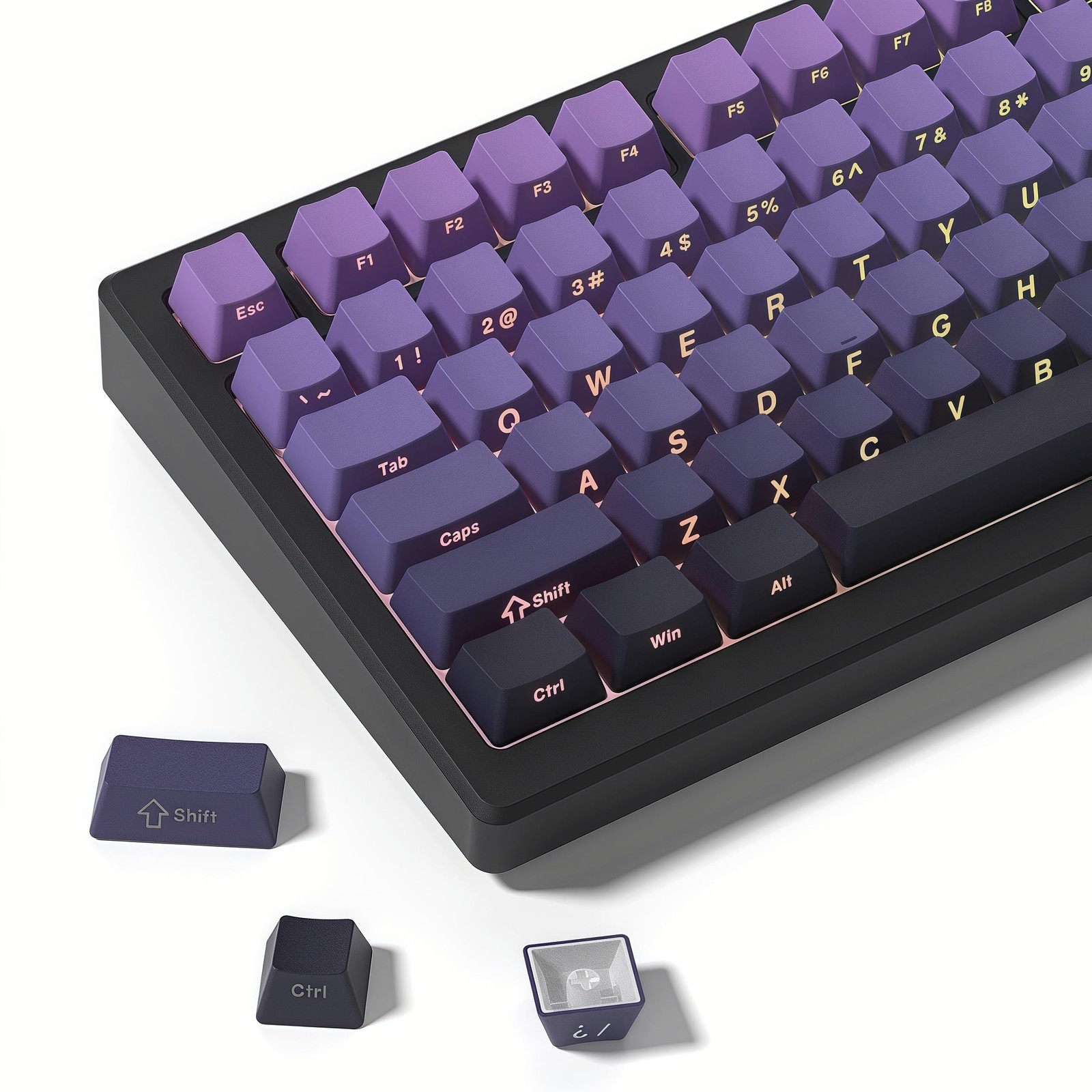 Shine through Keycaps Set,Double Shot PBT Keycaps Gradient