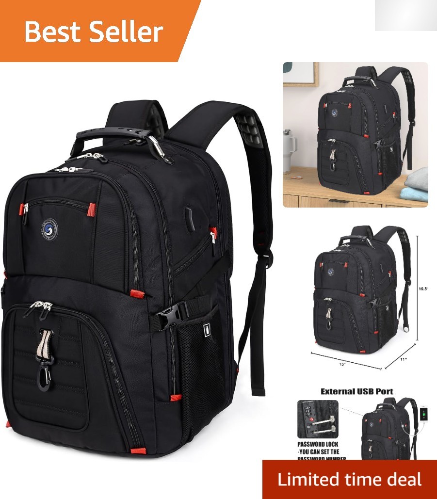 Versatile 50L Travel Laptop Backpack with USB Port - Fits Up to 17 Inch Laptops