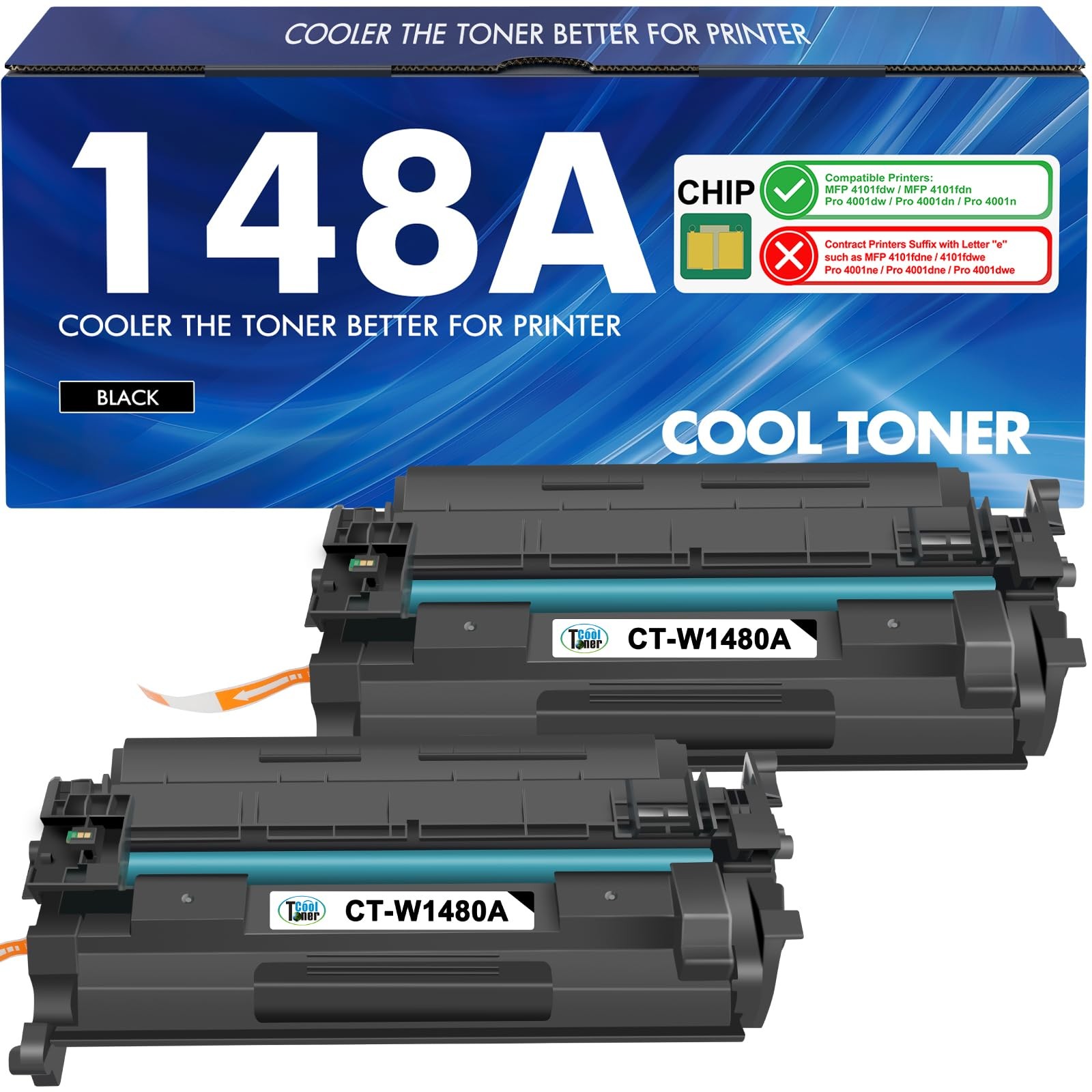 148A Black Toner Cartridge 2 Pack Standard Yield for Laser Printers