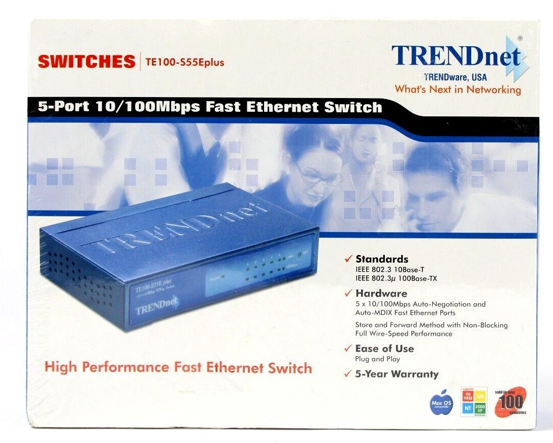 TRENDnet TE100-S55Eplus 5-Port 10/100Mbps High Performance Ethernet Switch IE802