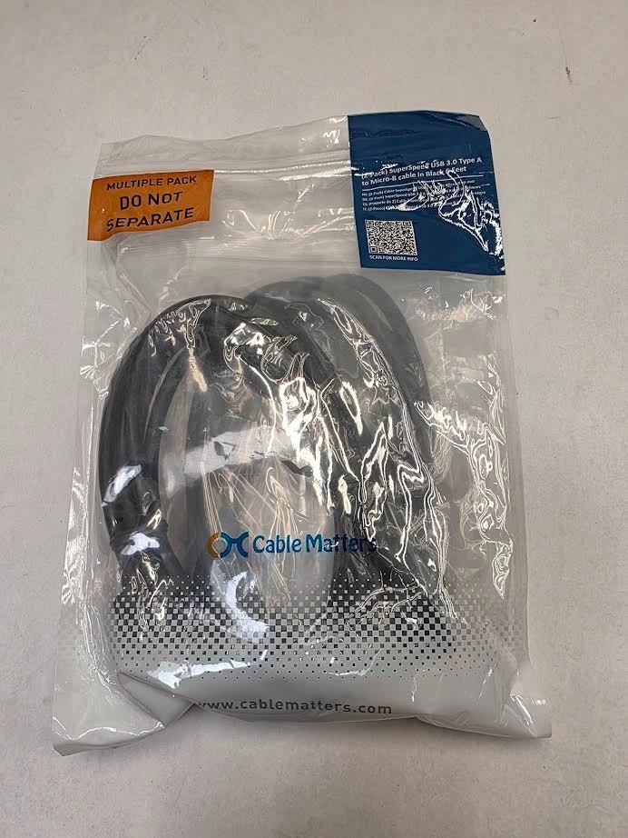 (2-Pack) 6ft USB 3.0 Type A Male to Micro B Male Cable, Cable Matters