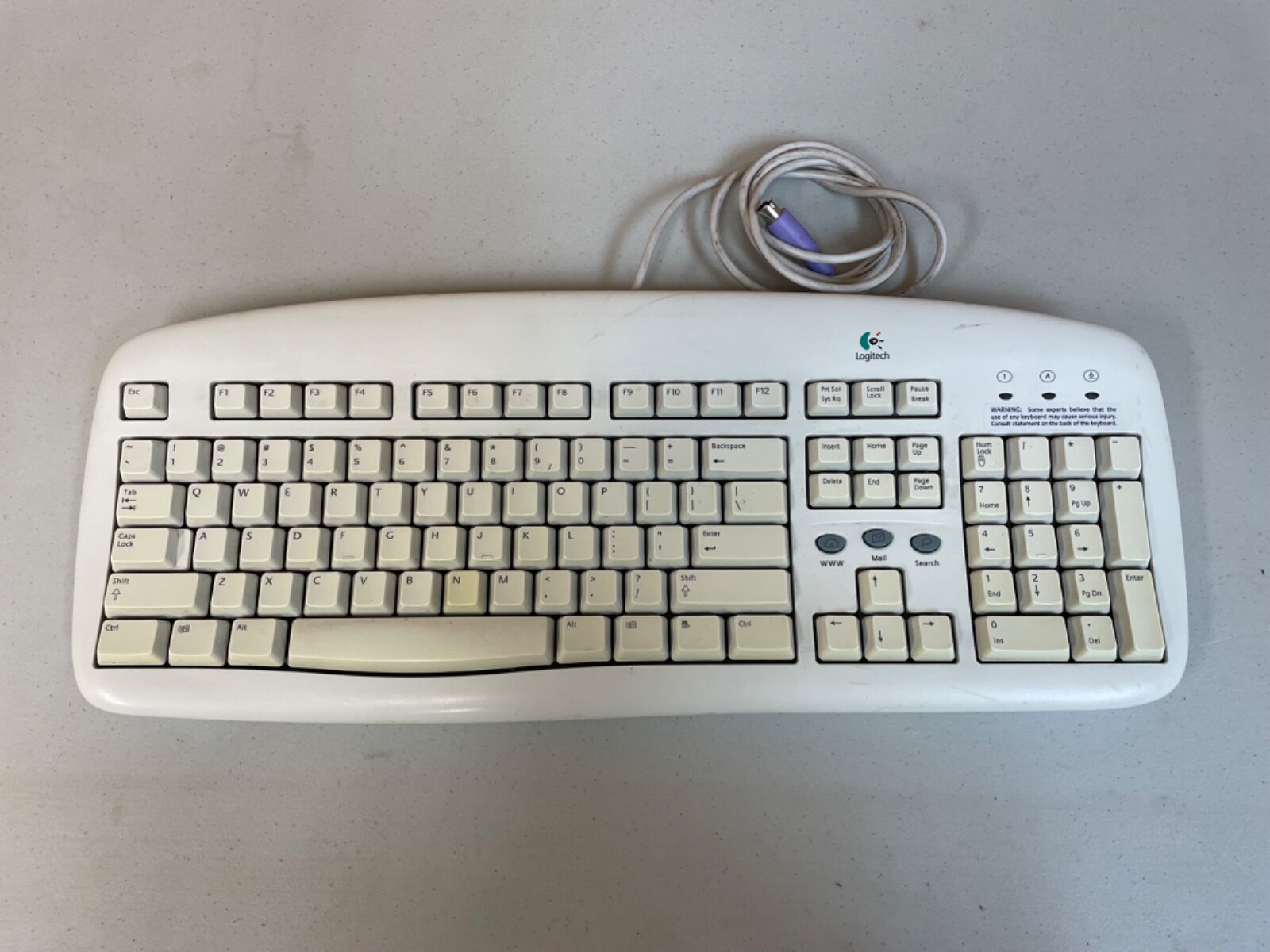 Vintage Logitech Y-SG13 867091-1100 PS/2 Corded Deluxe Access Keyboard k4