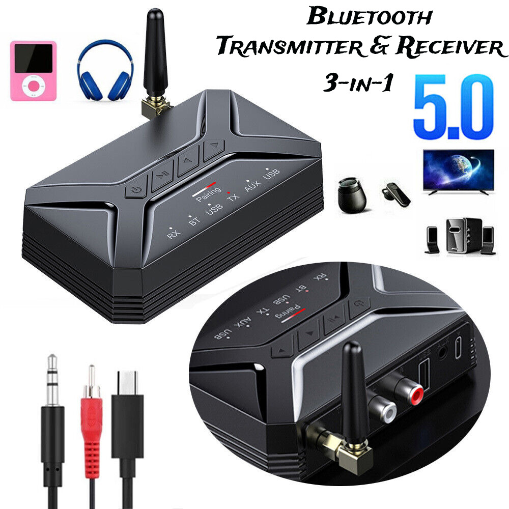 Long Range Bluetooth Audio Transmitter Receiver HiFi Music Adapter 3.5mm AUX RCA