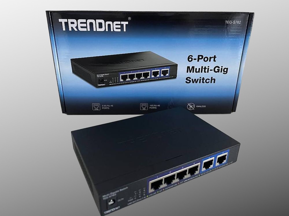 High-Speed TEG-S762 6-Port Multi-Gig Switch - Two 10g & Four 2.5g Ports Fanless
