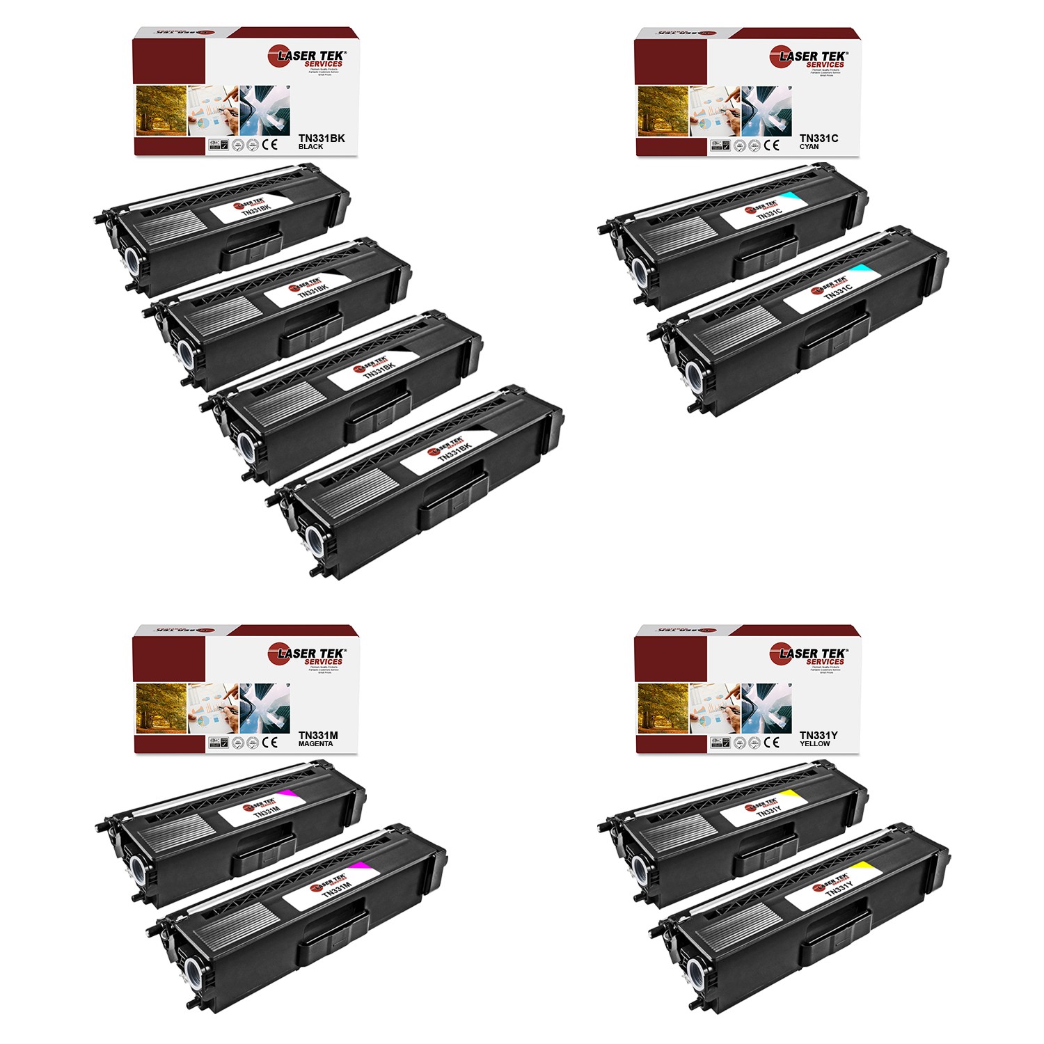 8Pk LTS TN-331 B C Y M Compatible for Brother: HLL8250CDN L8350CDW Toner