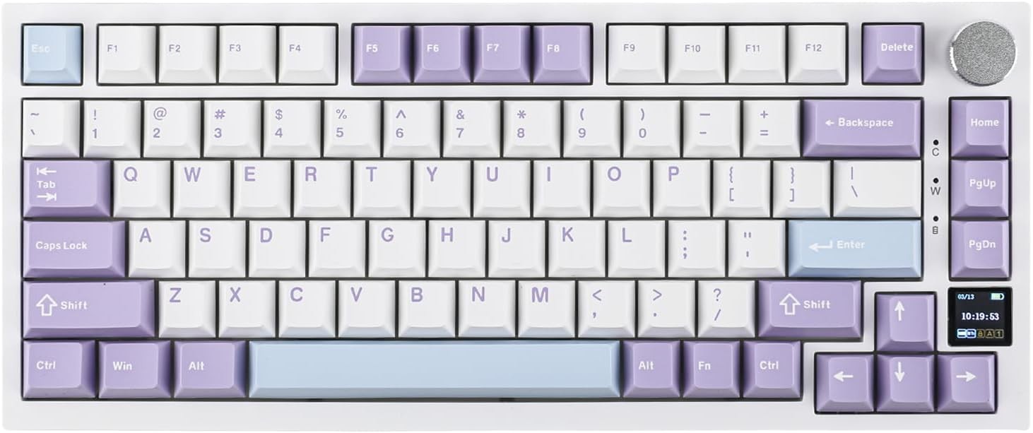 EPOMAKER Ajazz AK820 Pro 75% Wireless Gift Switch, White Purple 