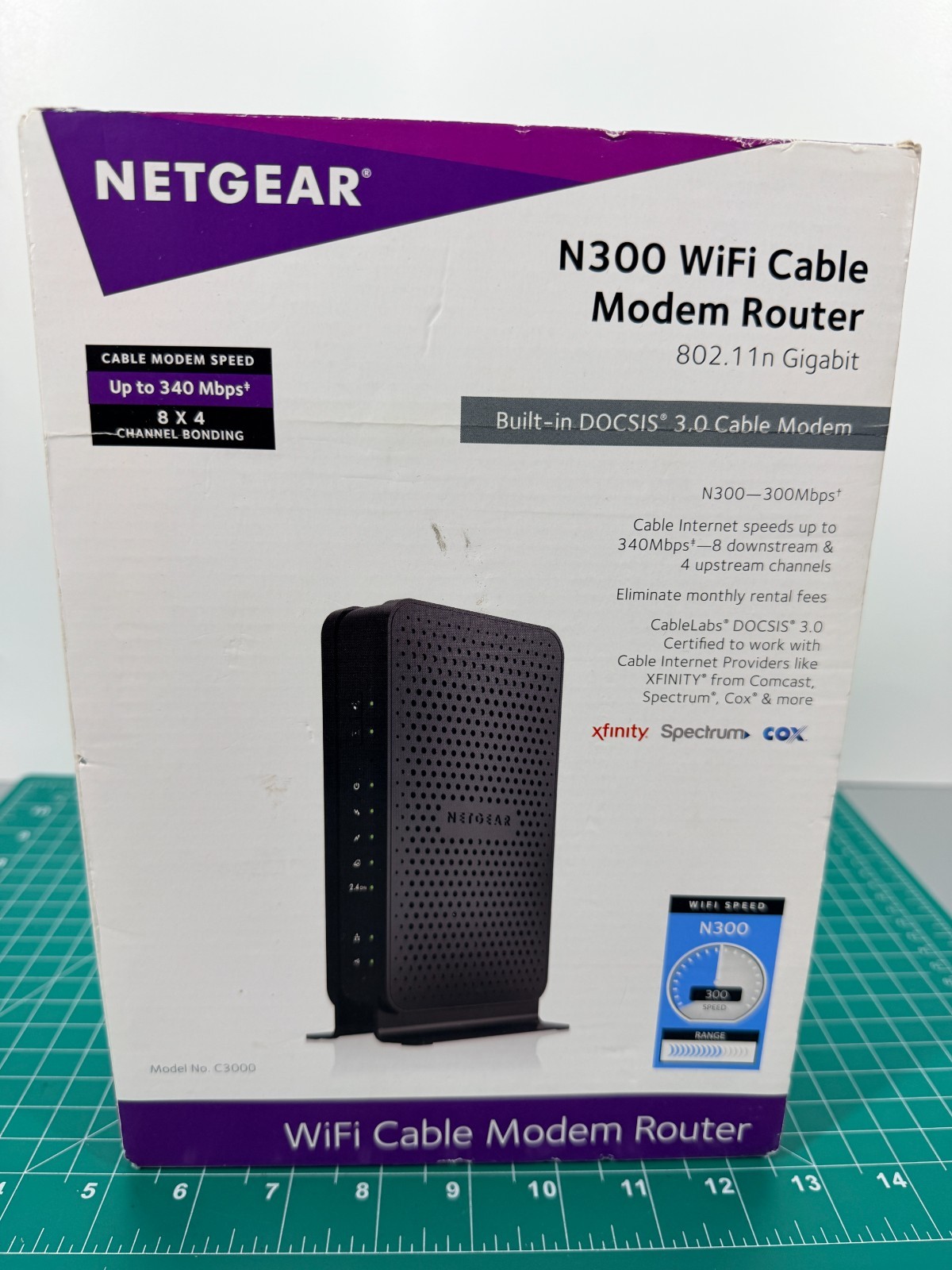 Netgear N300 WiFi Cable Router 802.11n Gigabit C3000~360Mbps DOCSIS With Box
