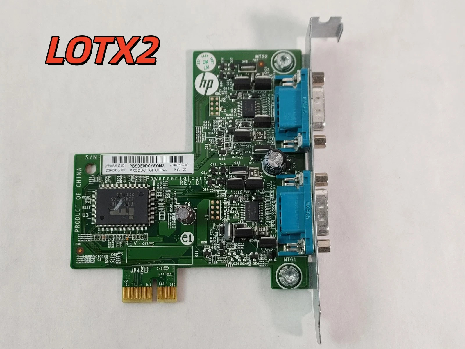 LOTX2 HP 632852-001 PCI Express x1 Dual-Port Power Serial Network Card