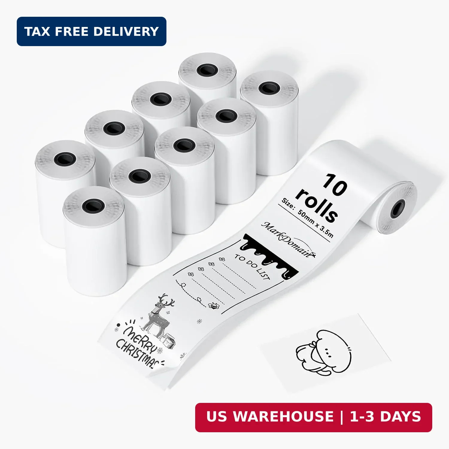 10 Rolls White Thermal Sticker Paper 53x28mm For Mini Pocket Bluetooth Printer