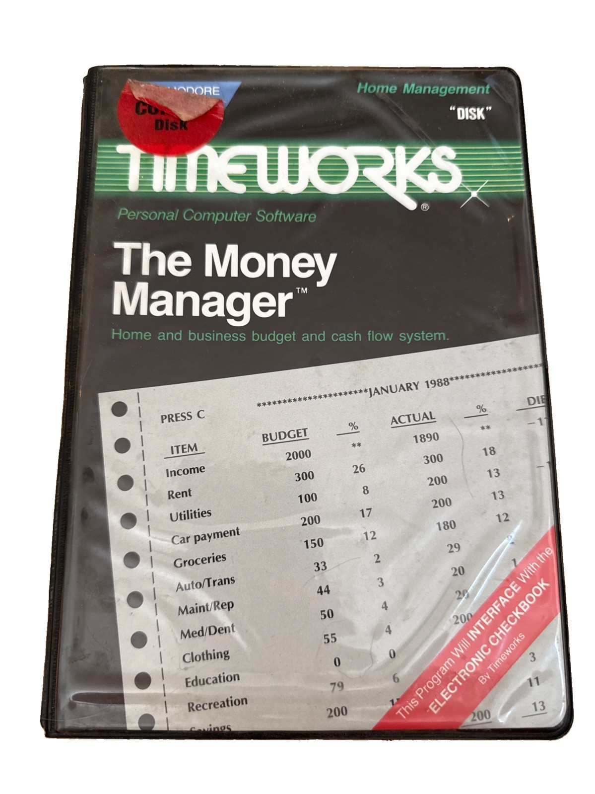 Timeworks Data Manager 64 1982 Not Tested