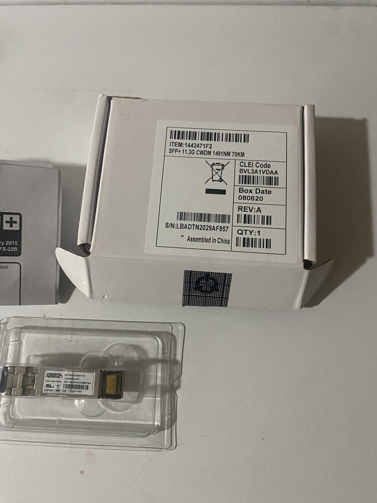Adtran 1442471f2   SFP+ 11.3g CWDM 1491NM 70KM