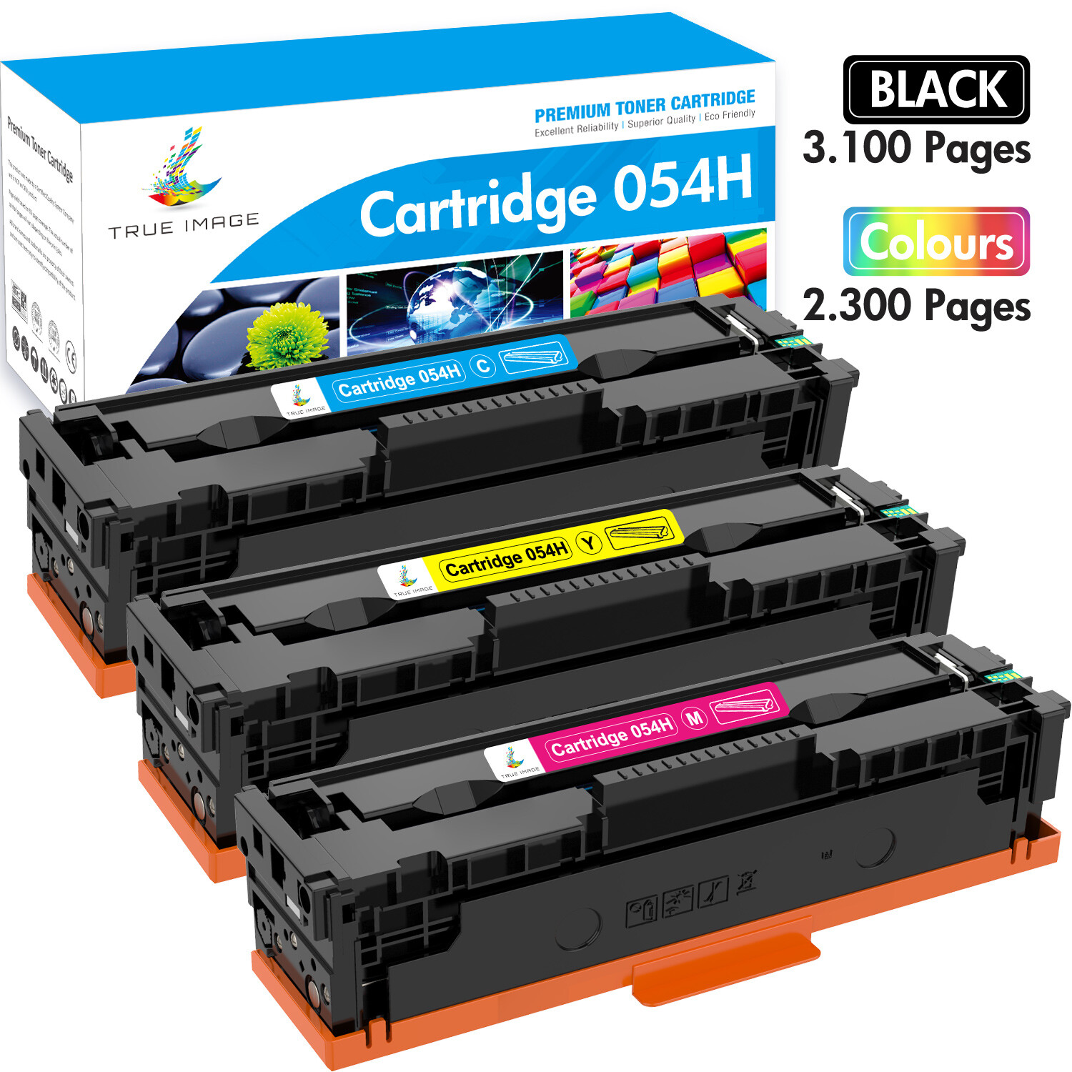3 PACK CRG 054H Toner Cartridges for Canon 054 Toner Color ImageClass MF641Cw