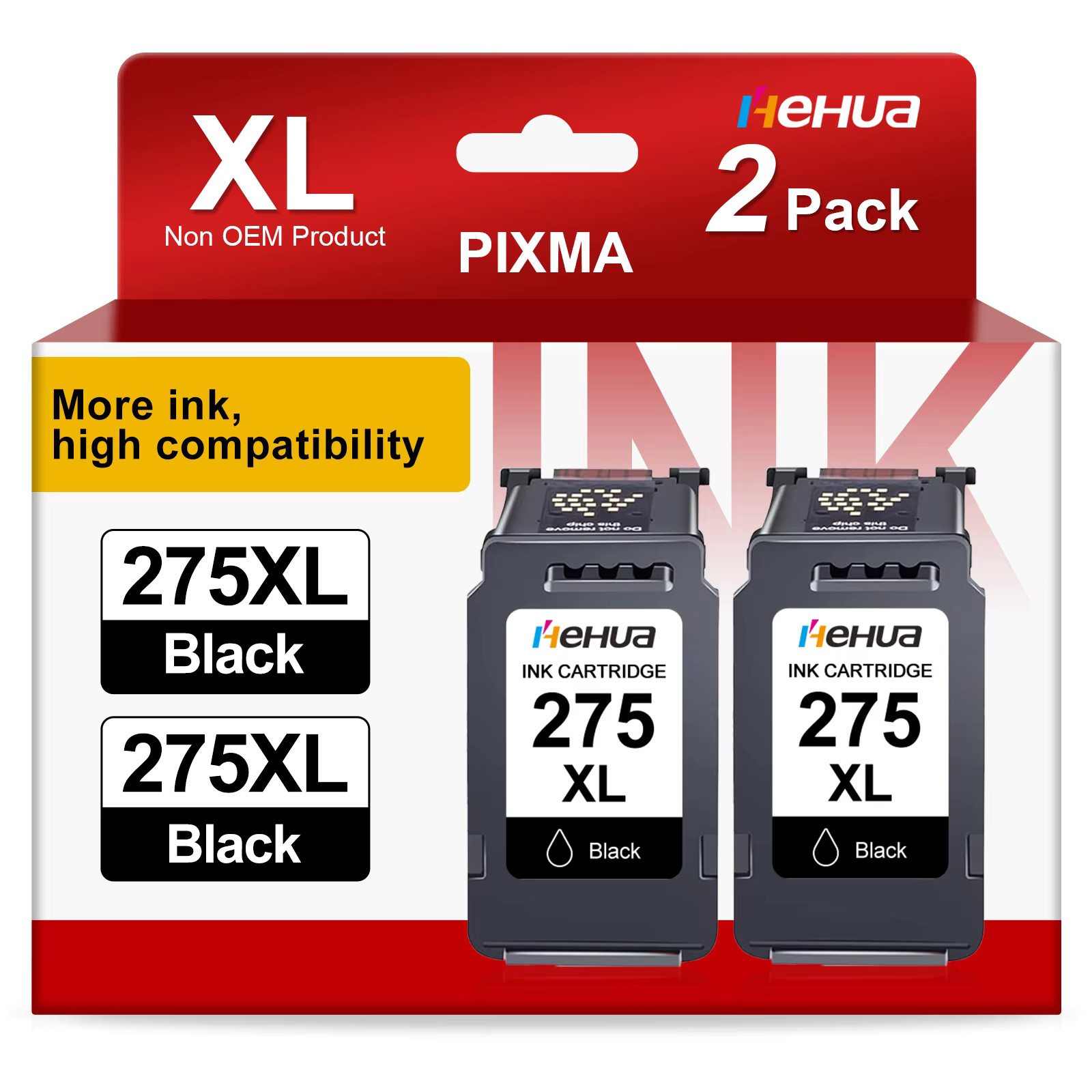 2 pack 275XL Ink Compatible PG-275XL For Canon PIXMA TS3520 TS3720 TR4720 TR4722