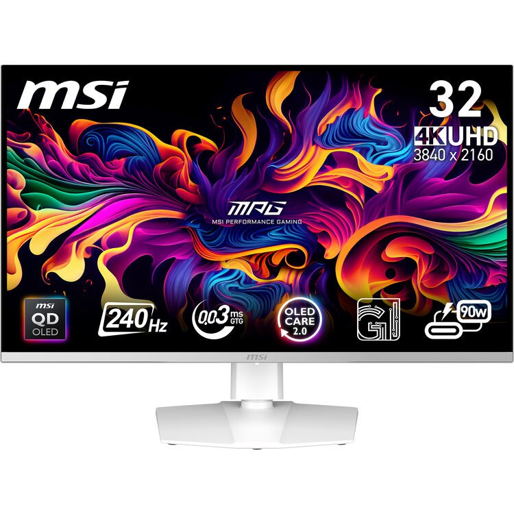MSI 321URXW QD-OLED 32" UHD 4K 240Hz Gaming Monitor 0.03ms, HDR 400 G-Sync USB-C