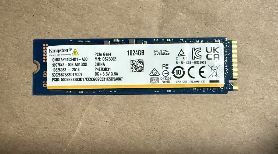 (Used) Kingston OM8TAP41024K1-A00 1TB 1024GB M.2 NVMe SSD PCIe Gen 4