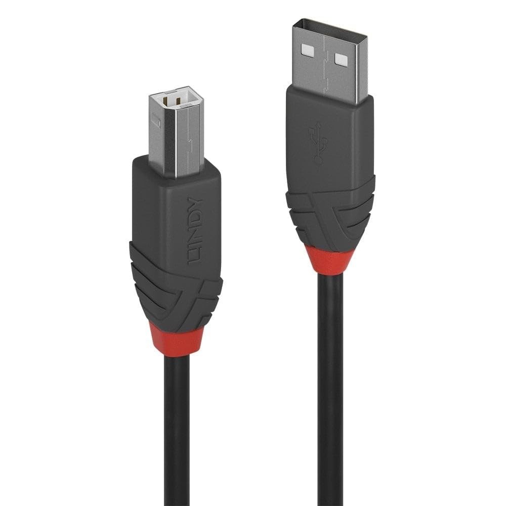 LINDY 0.5m USB 2.0 Type A to B Cable, Anthra Line, Black 0.5m Anthra Line