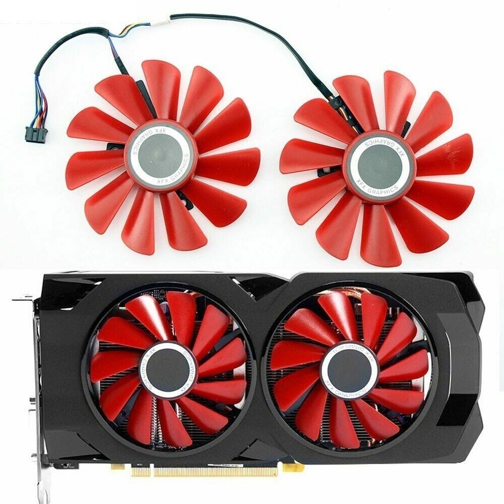 Pair Fans Cooling  Fan For XFX RX570 RX580 RS Replace Video GPU  85mm 4pin