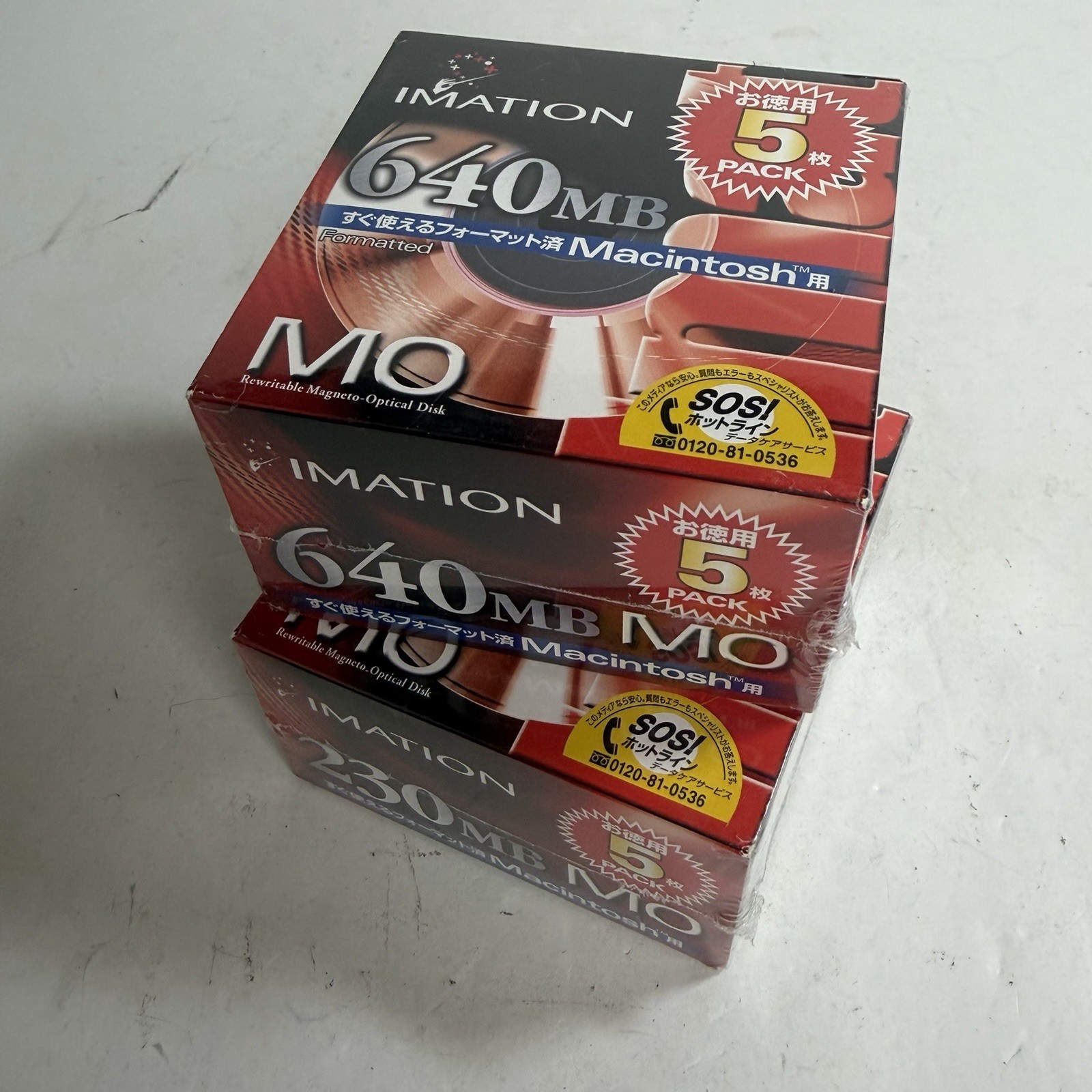 Sealed Lot of 10 Imation MO Disks 640MB 230MB Macintosh 2x5 Made in Japan