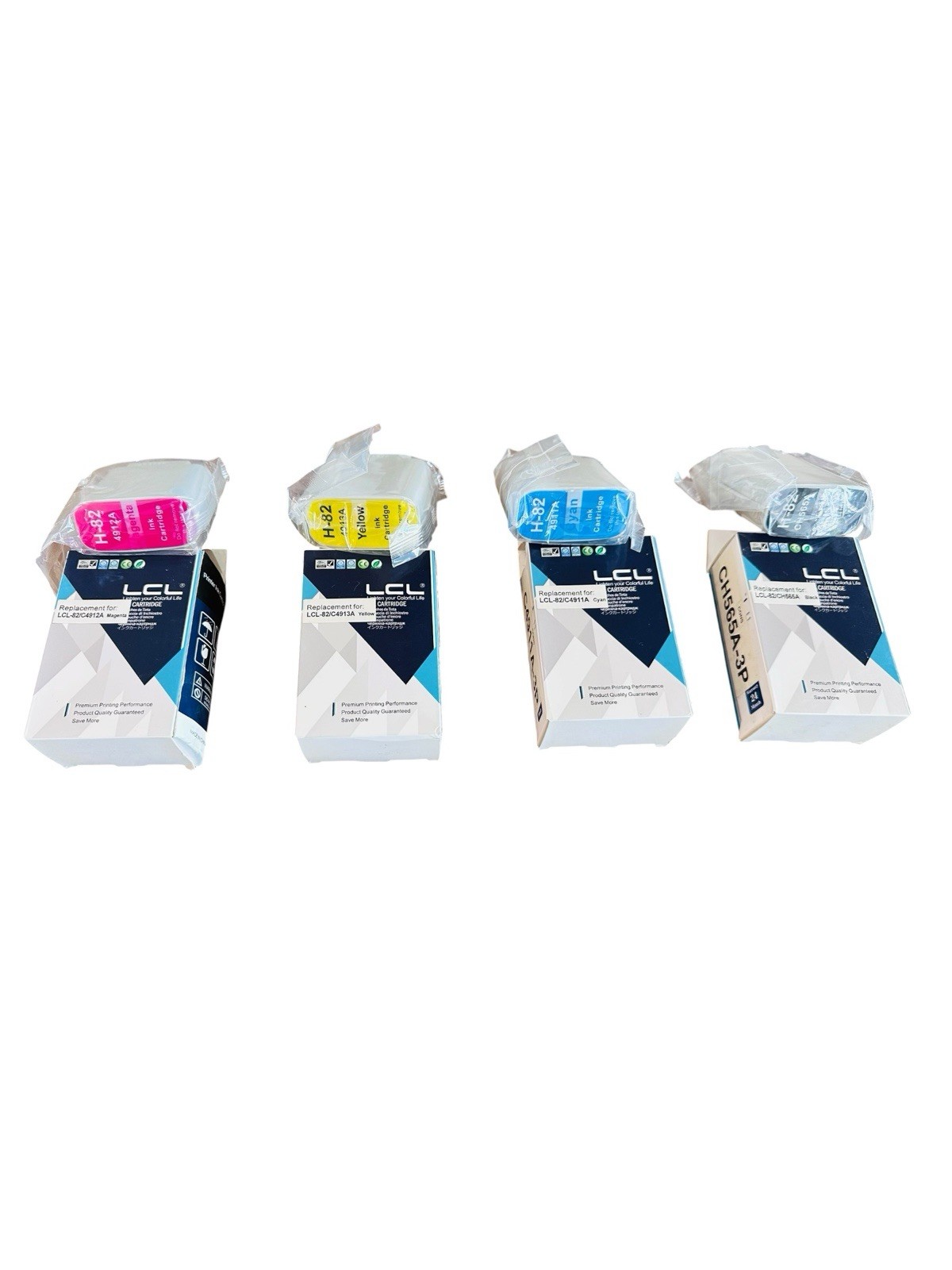 Set Of 4 Lighten Your Colorful Life LCL-82 Generic HP 82 Red,Yellow,Cyan,Black
