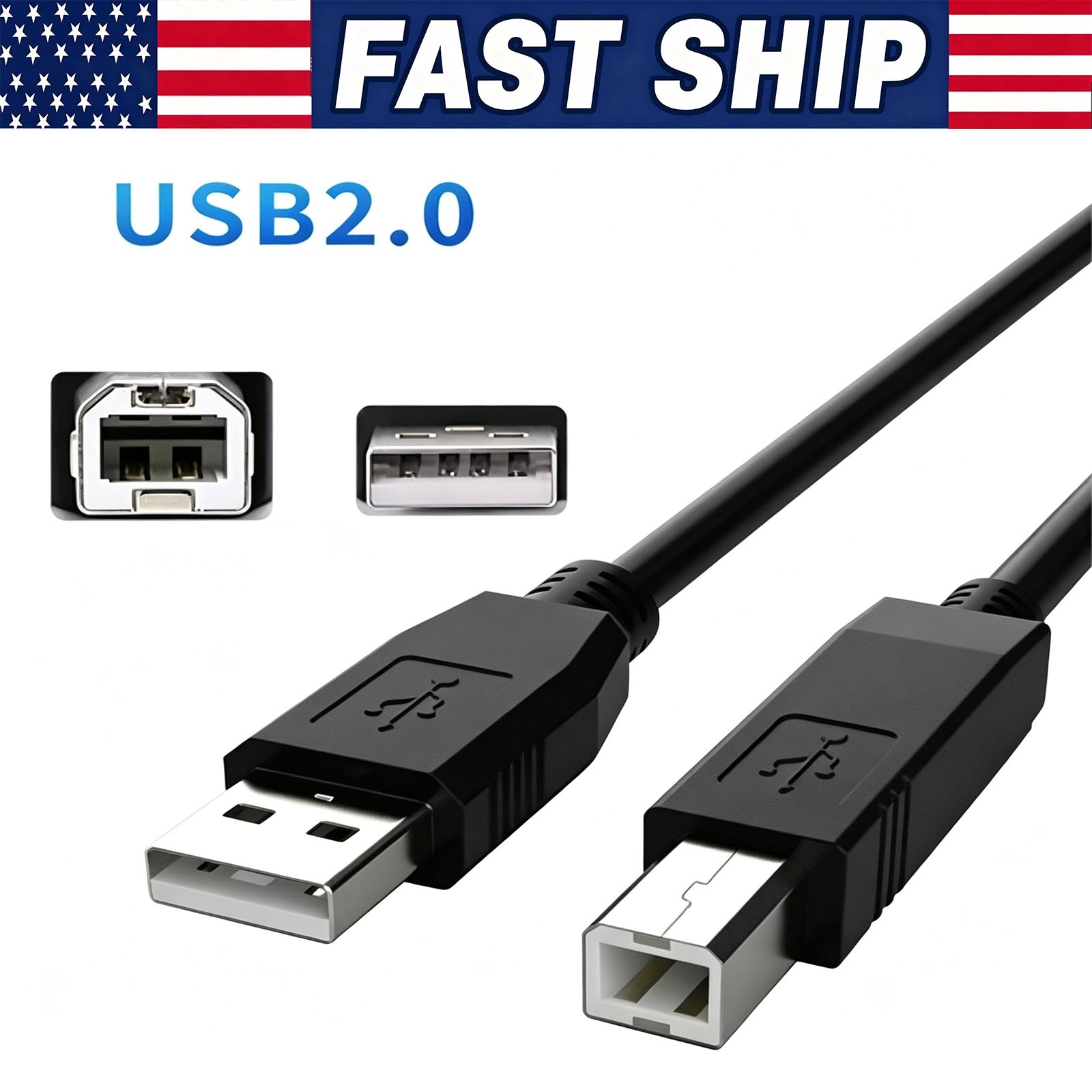 5FT USB 2.0 A TO B High Speed Printer Scanner Premium Cable Cord US Lot