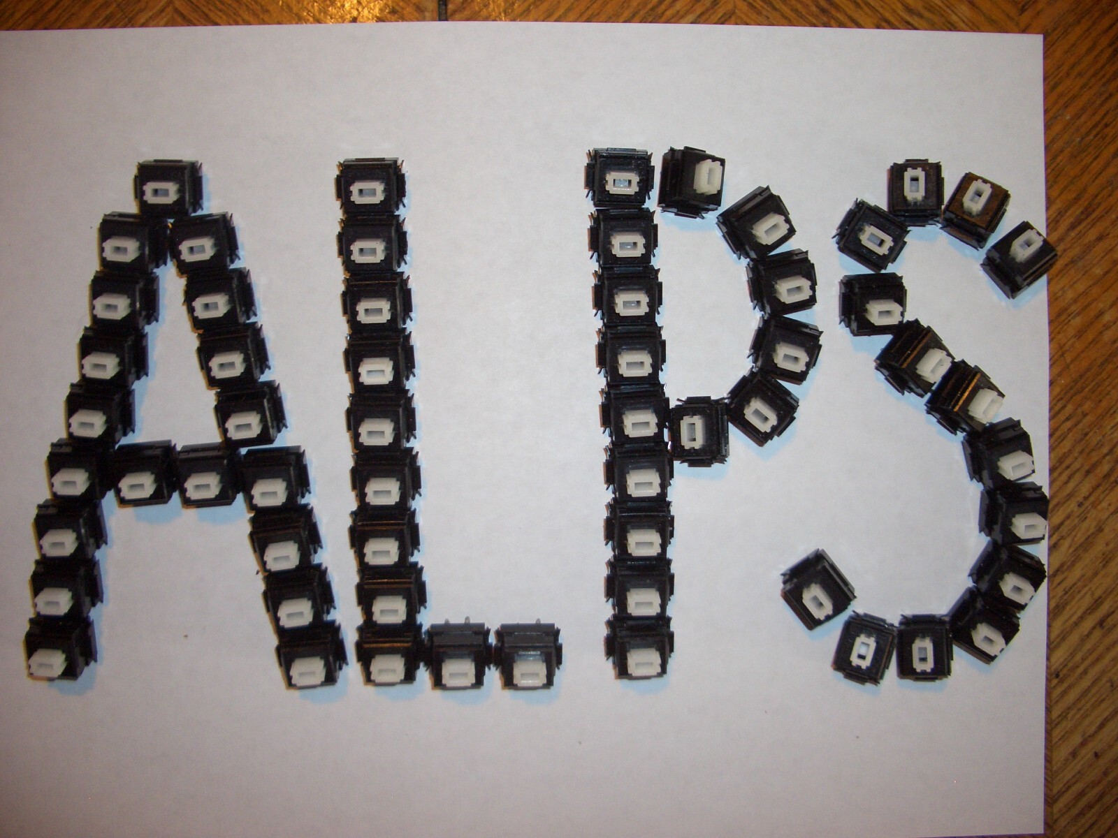 ALPS KEYSWITCHES:  SKCM WHITE "CLICKY" LOT-OF-FIVE SWITCHES  $9.50 +  $5.75  S/H