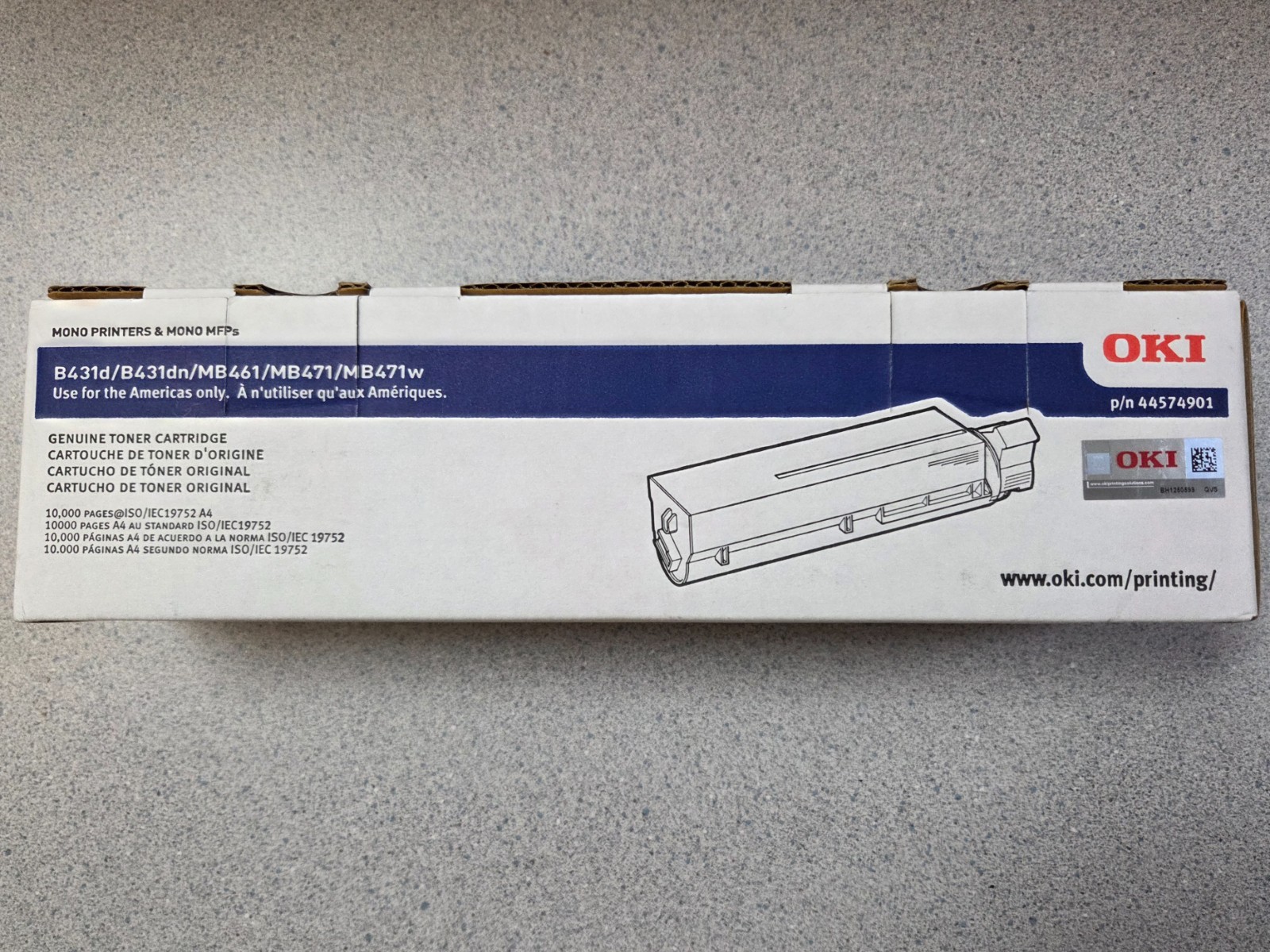 Okidata 44574901 Original High Yield Toner Cartridge for B431 MB461 Printers