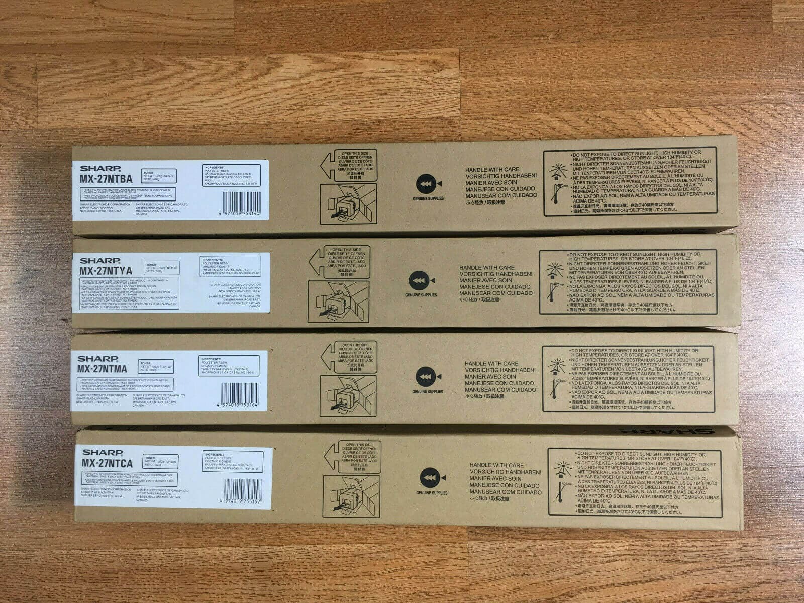 4 OEM Sharp MX-2300N,MX-2700N,MX-3501N,MX-4501N MX-27NT CMYK Toners
