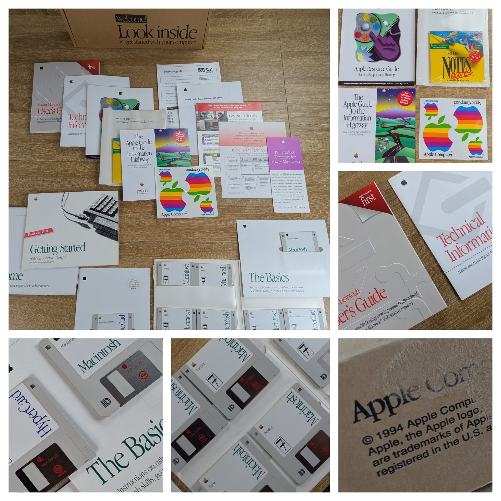 Vintage Apple Macintosh Software & Manual Lot - HyperCard Disks, Getting Started