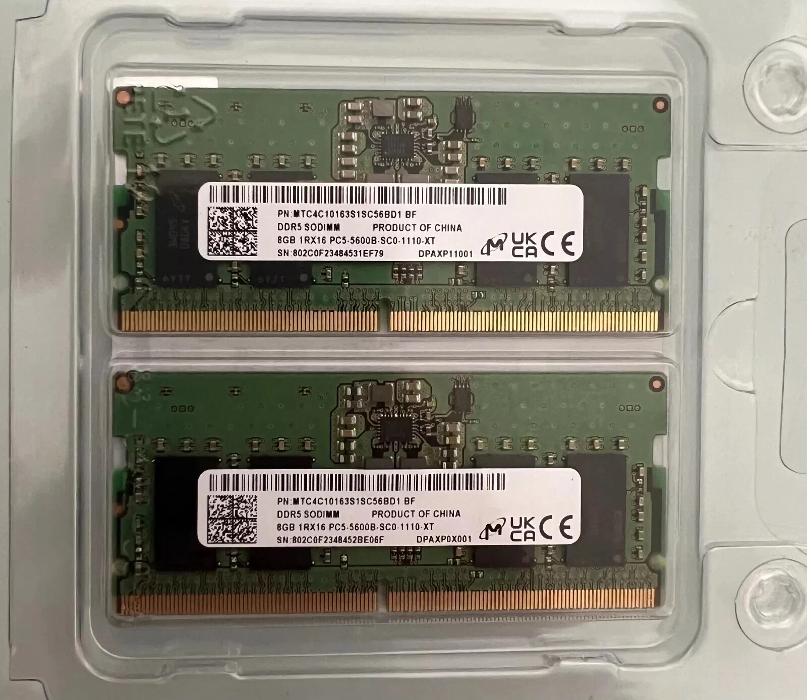 Micron 16GB (2x8GB) DDR5 5600MHz SODIMM Laptop Memory RAM MTC4C10163S1SC56BD1