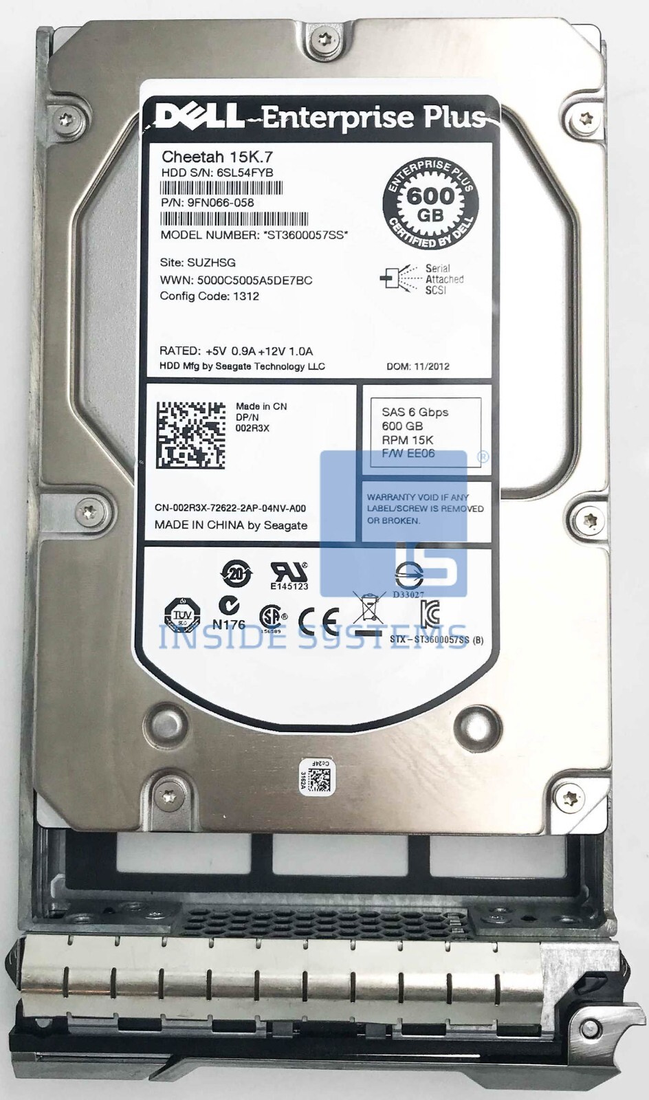 02R3X 002R3X DELL EQL 600GB 15000RPM 6Gbps  3.5" SAS SERVER HDD Hard Drive