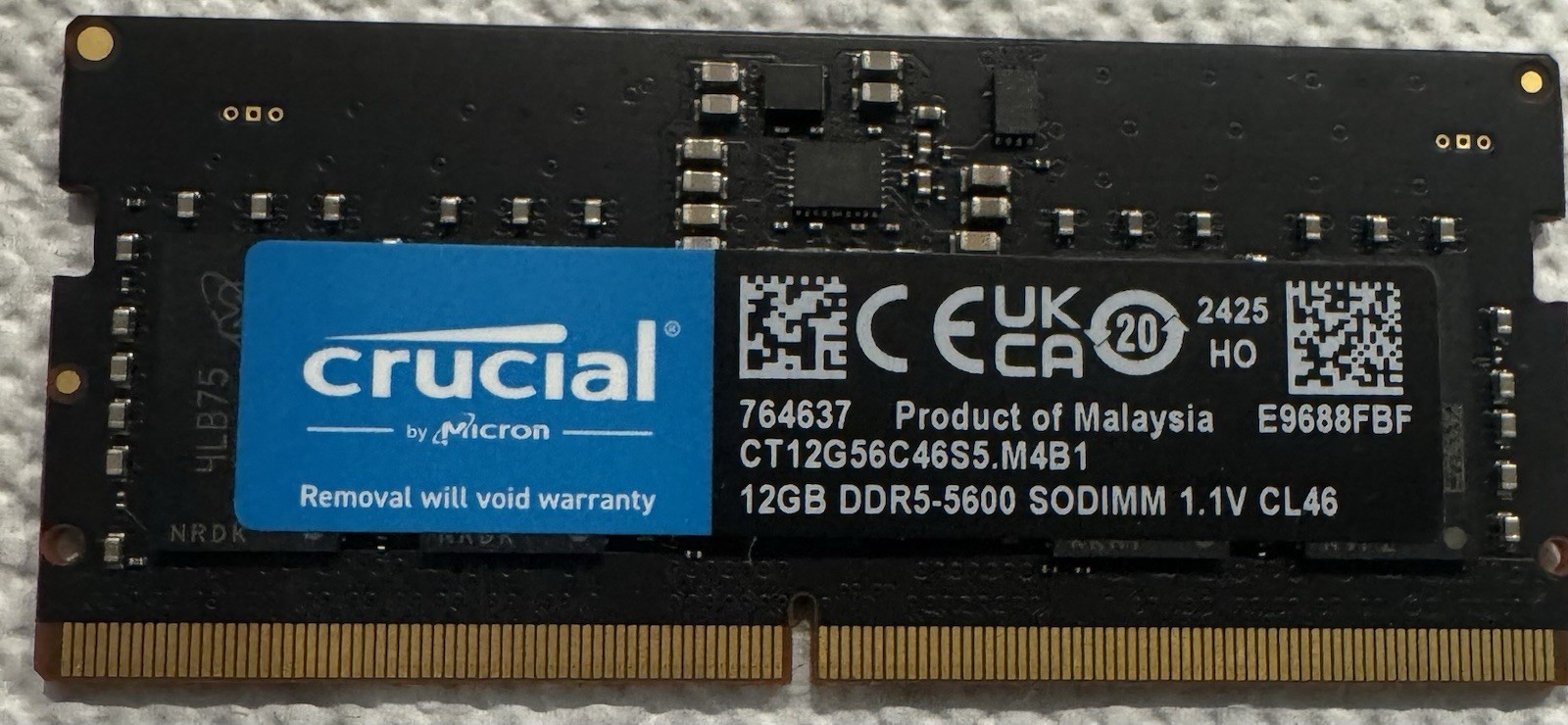 Crucial 12GB DDR5-5600 SO-DIMM Laptop Memory Modules (1x12GB) RAM - Fully Tested