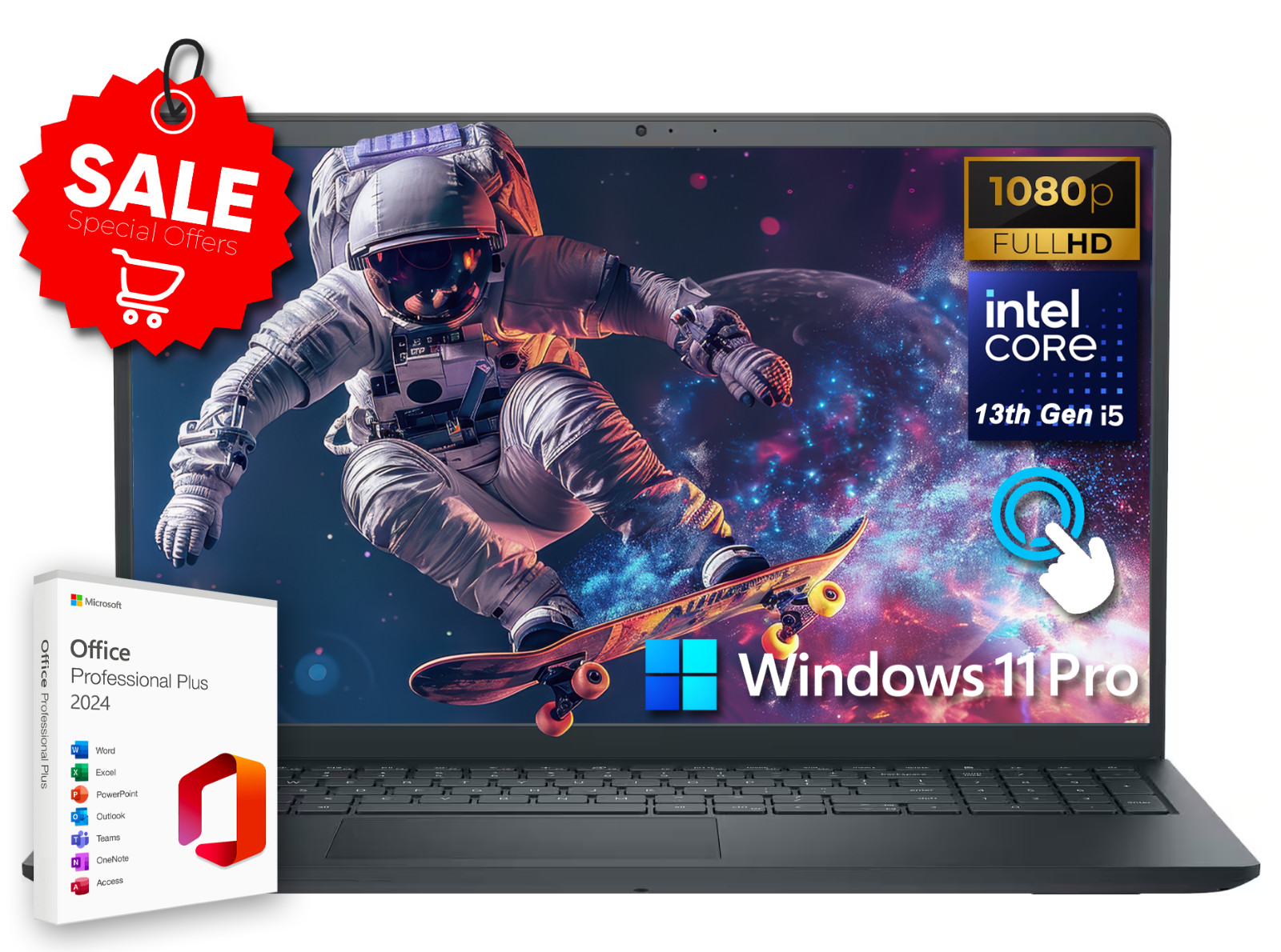 Dell Inspiron 15.6" Touch Laptop 10-Core Intel i5 12GB RAM 256GB SSD Office+Pro