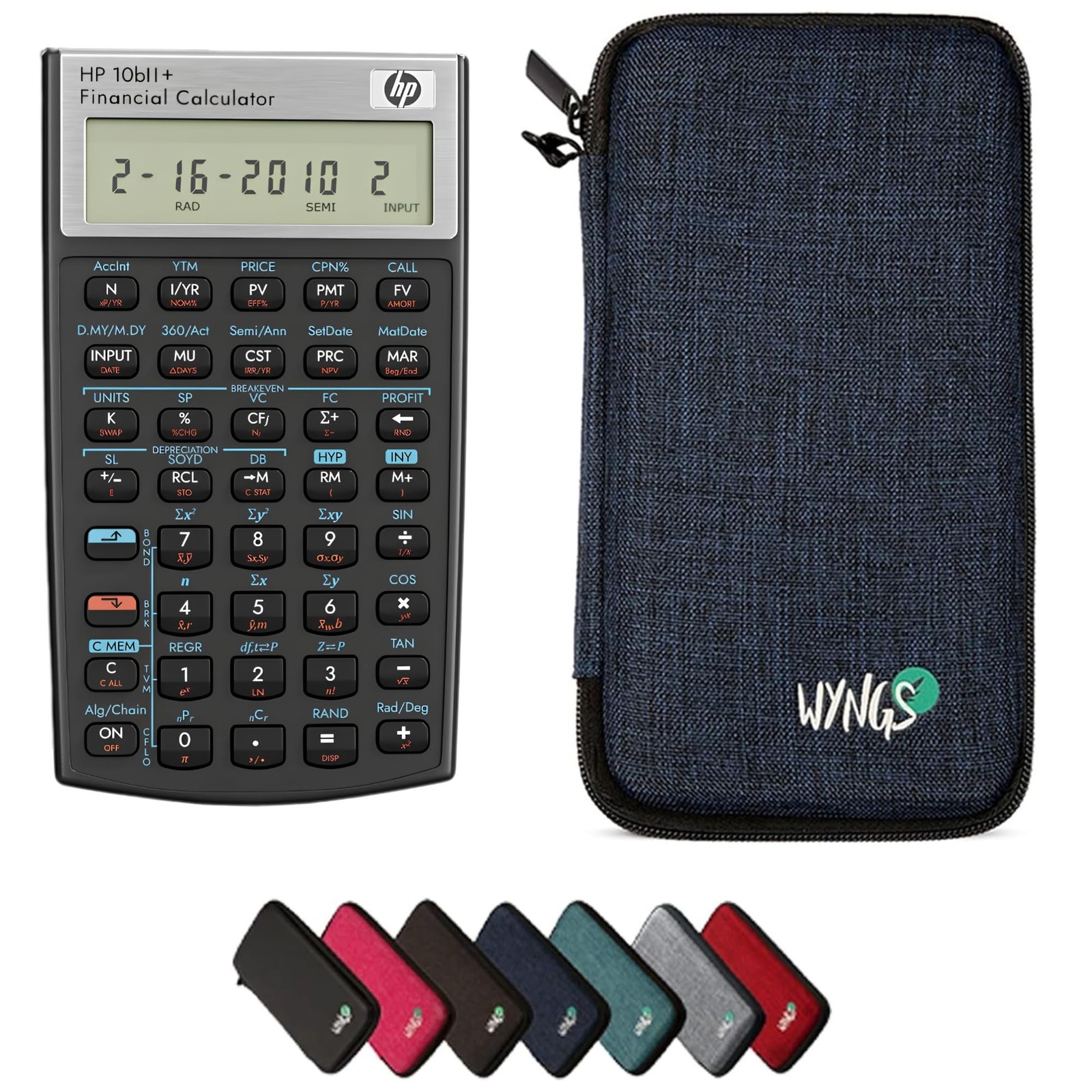 HP 10B II Plus/HP10BII+ Financial Scientific Calculator + WYNGS Protective Ca...
