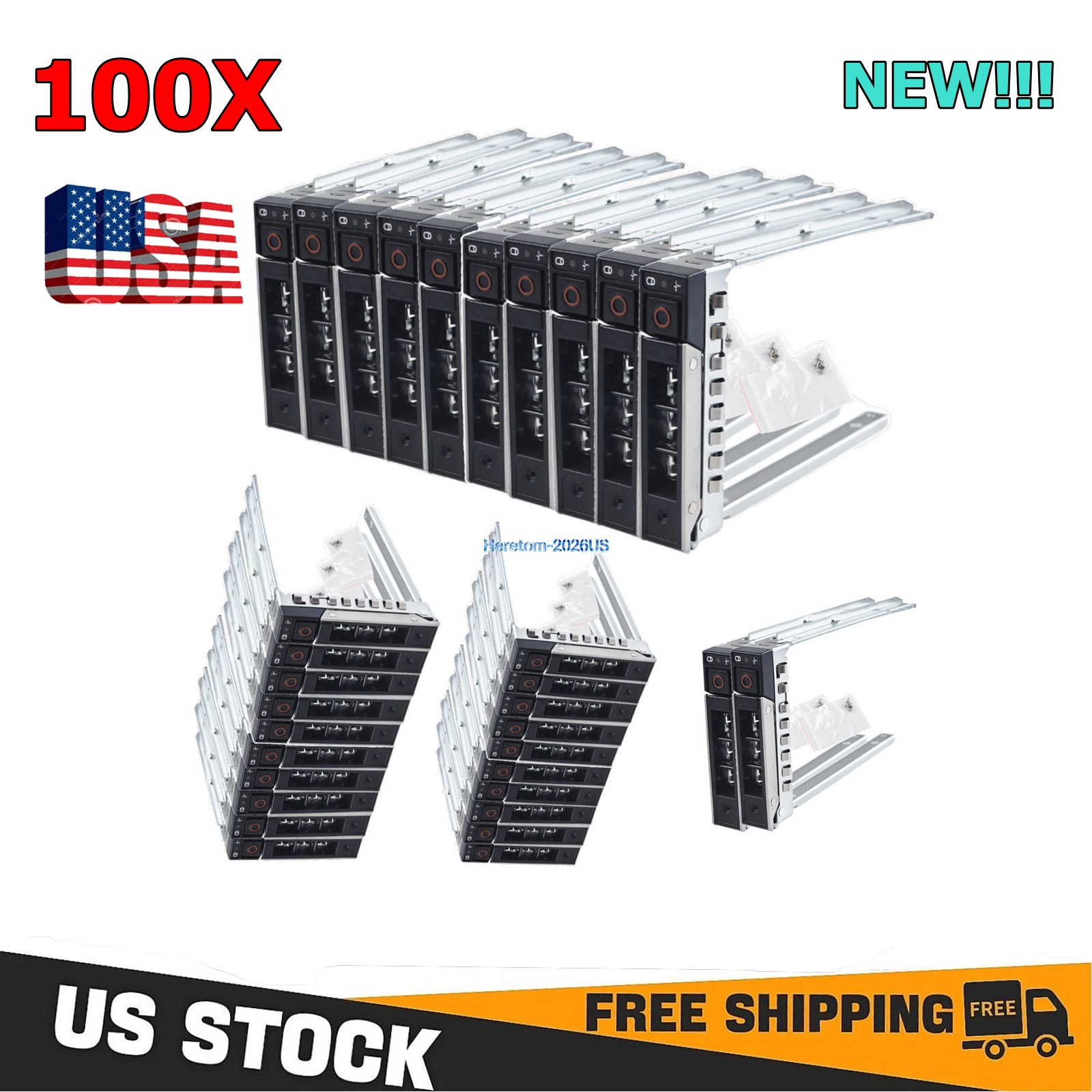 Lot 100 DXD9H Dell G14 2.5" SAS SATA HDD Tray Caddy R440 R640 R740 R740XD R940