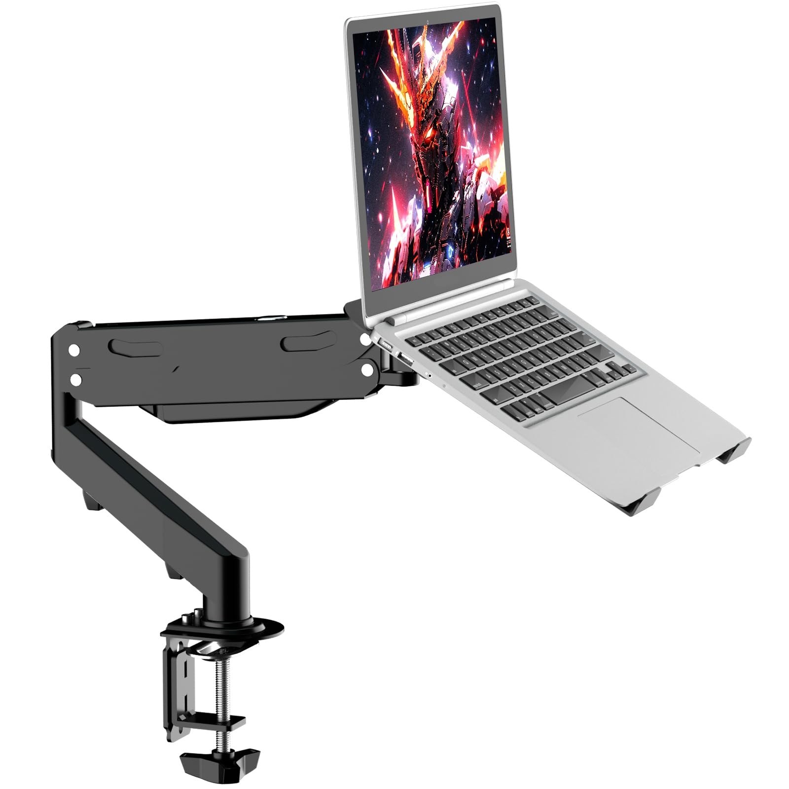 2 in 1 Laptop Desk Mount with Gas Spring Arm, Monitor Laptop Stand for 12-17 Inc