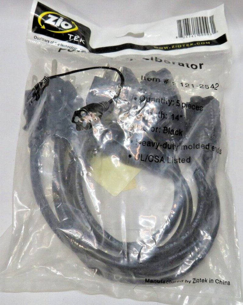 ZioTek ZT 121 2542 Power Strip Liberator 14 Inch Extension 5-Pack new