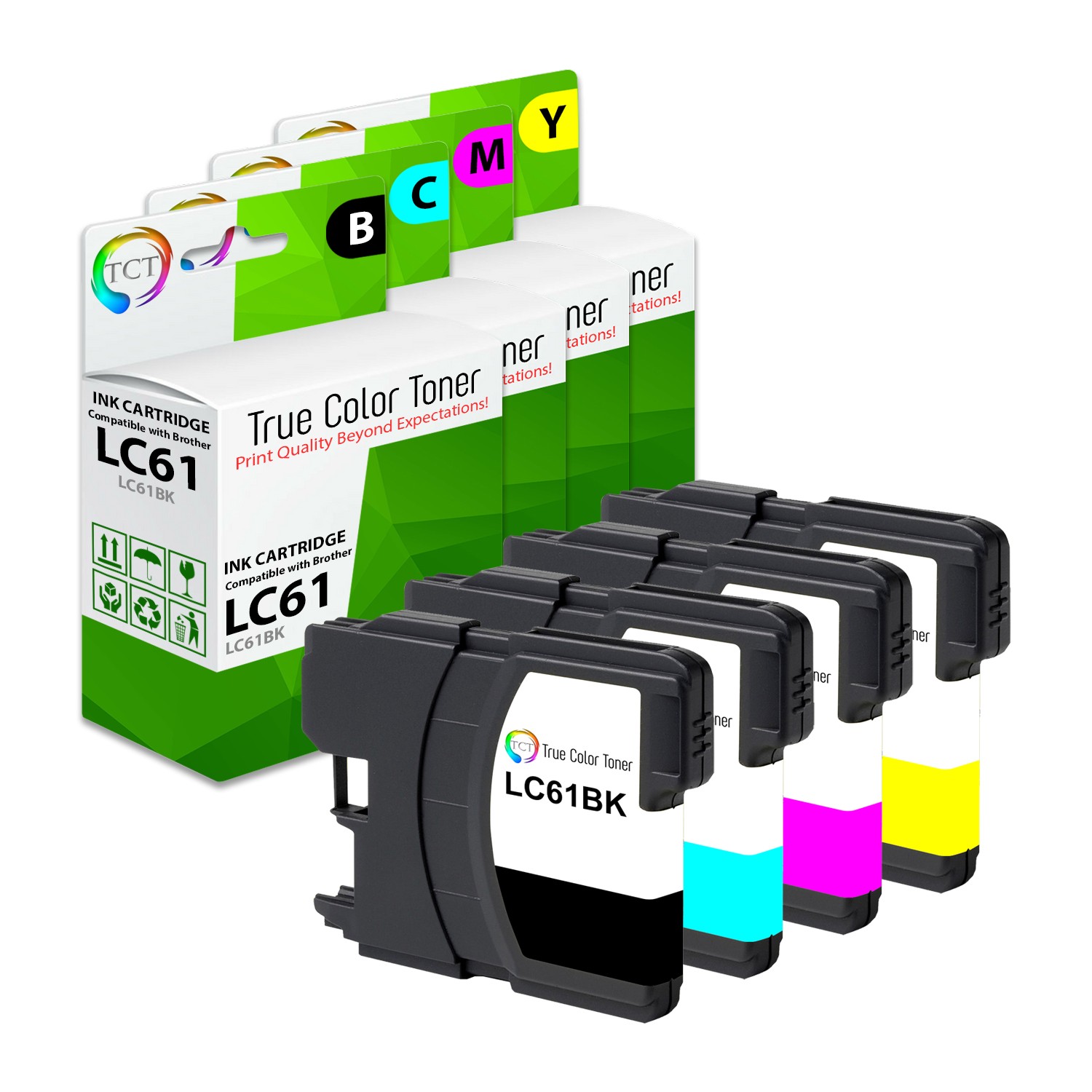 4Pk TCT LC-61 BCMY Compatible for Brother MFC250C 255CW, DCP165C Ink Cartridge