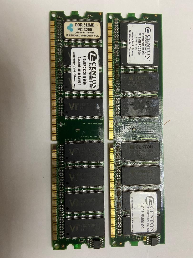 Centon  512MB x 1 PC3200 400MHz CL3 2.60v Non-ECC Rank2 184pins Desktop Memory