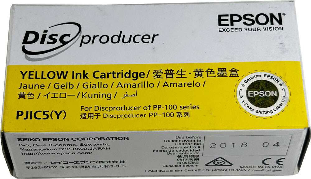 Genuine Epson Discproducer Yellow Ink Cartridge PJIC5(Y) for PP-100 Series