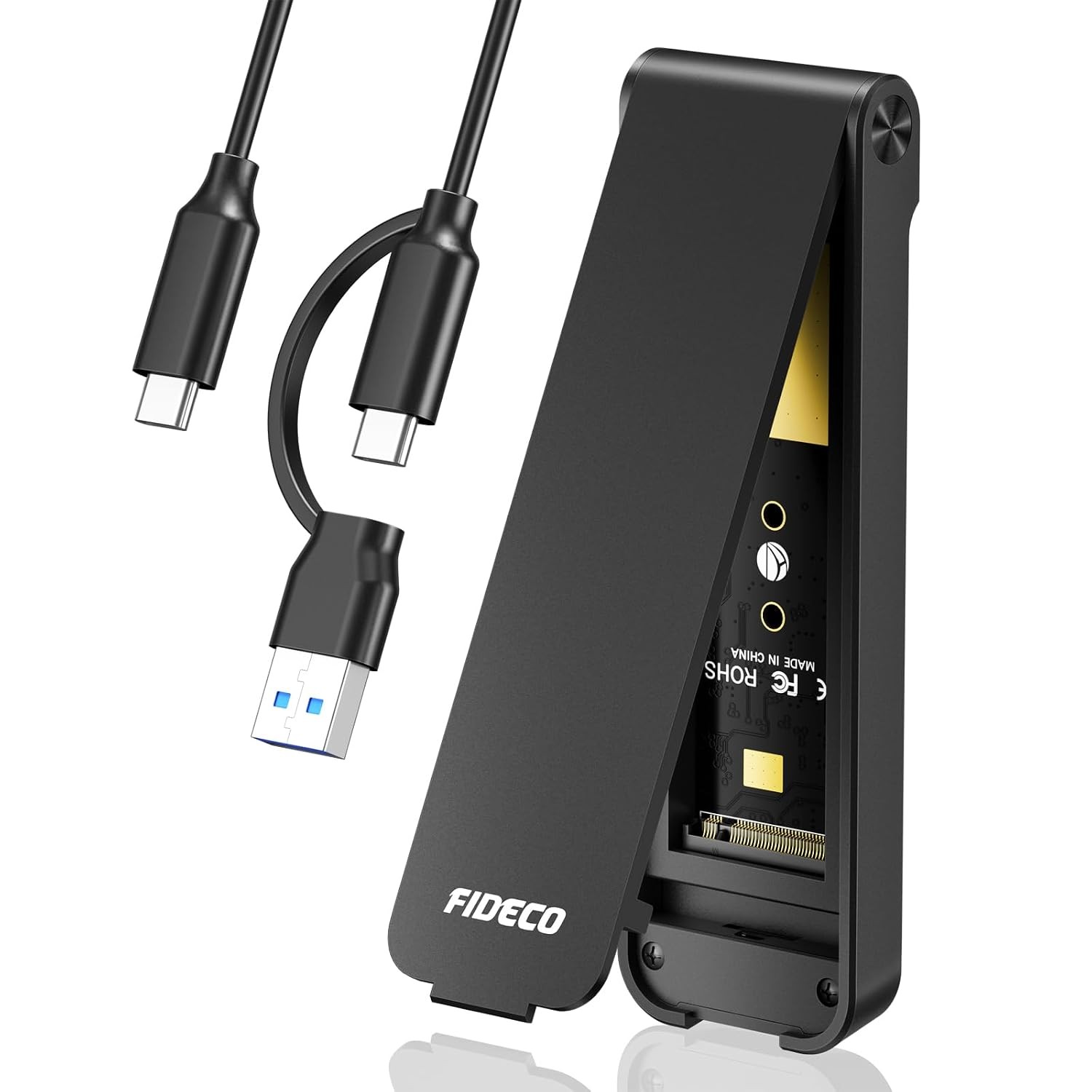 FIDECO M.2 NVMe SSD Enclosure, M.2 NVMe to USB Adapter, USB 3.2 Gen 2 (10Gbps) S