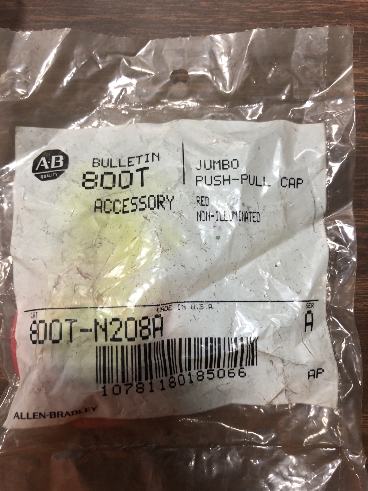 SEALED NEW ALLEN BRADLEY 800T-N208A /A JUMBO PUSH-PULL CAP RED MUSHROOM