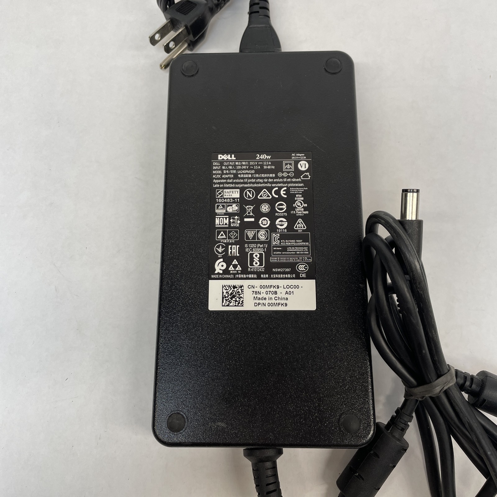 Dell OEM 240W 7.4mm 19.5V 12.3A Big Barrel AC Adapter Mixed Model B Grade
