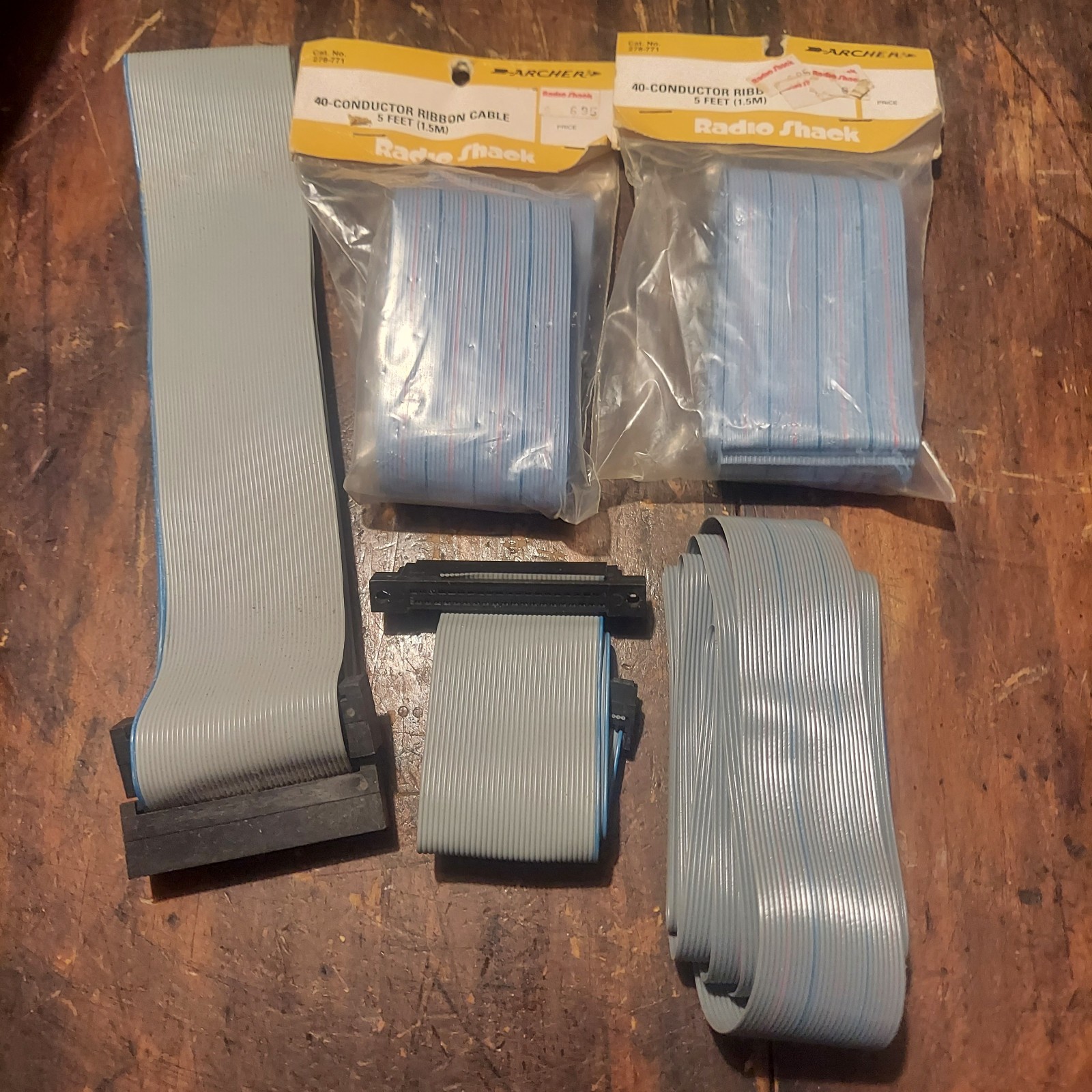 Vintage Ribbon Cable Lot Archer Radio Shack 40-Conductor IDC Cable & Connectors