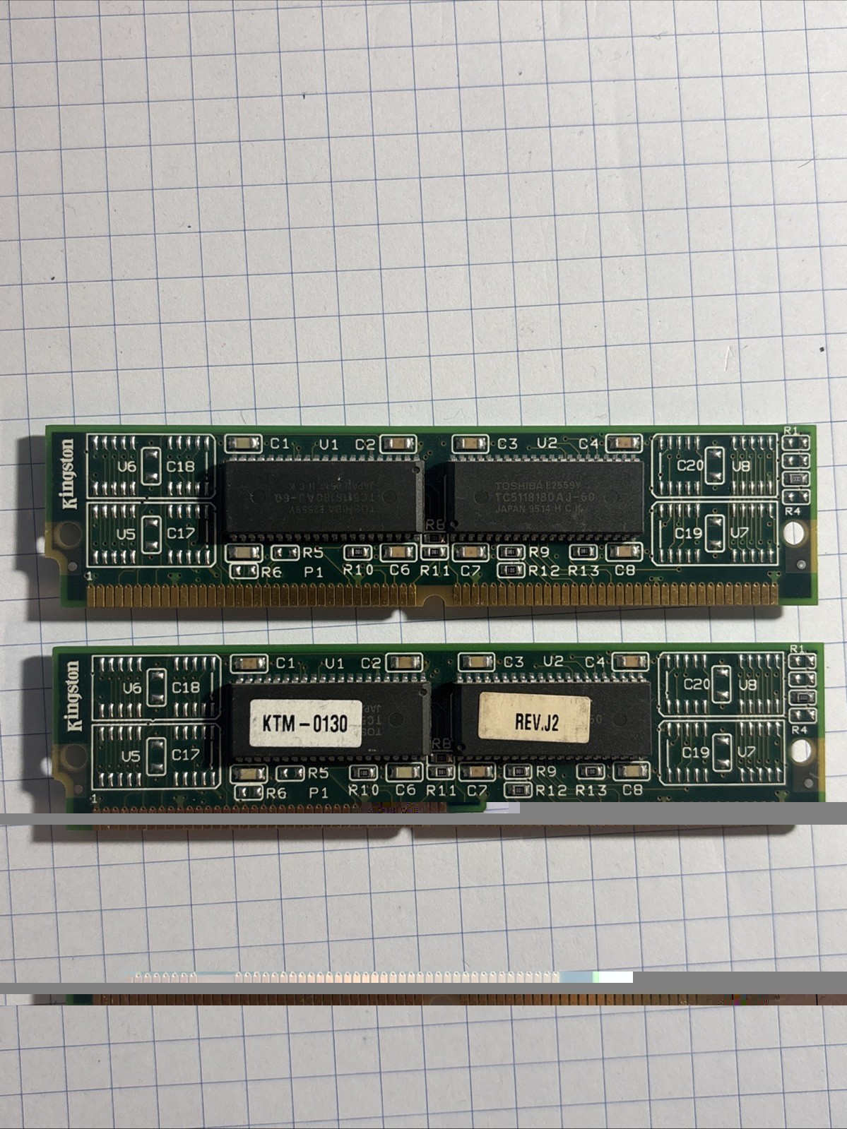16MB Kit (2x 8MB) 72Pin SIMM FPM RAM Parity GOLD Kingston KTM-0130 IBM PS/2 PS/2