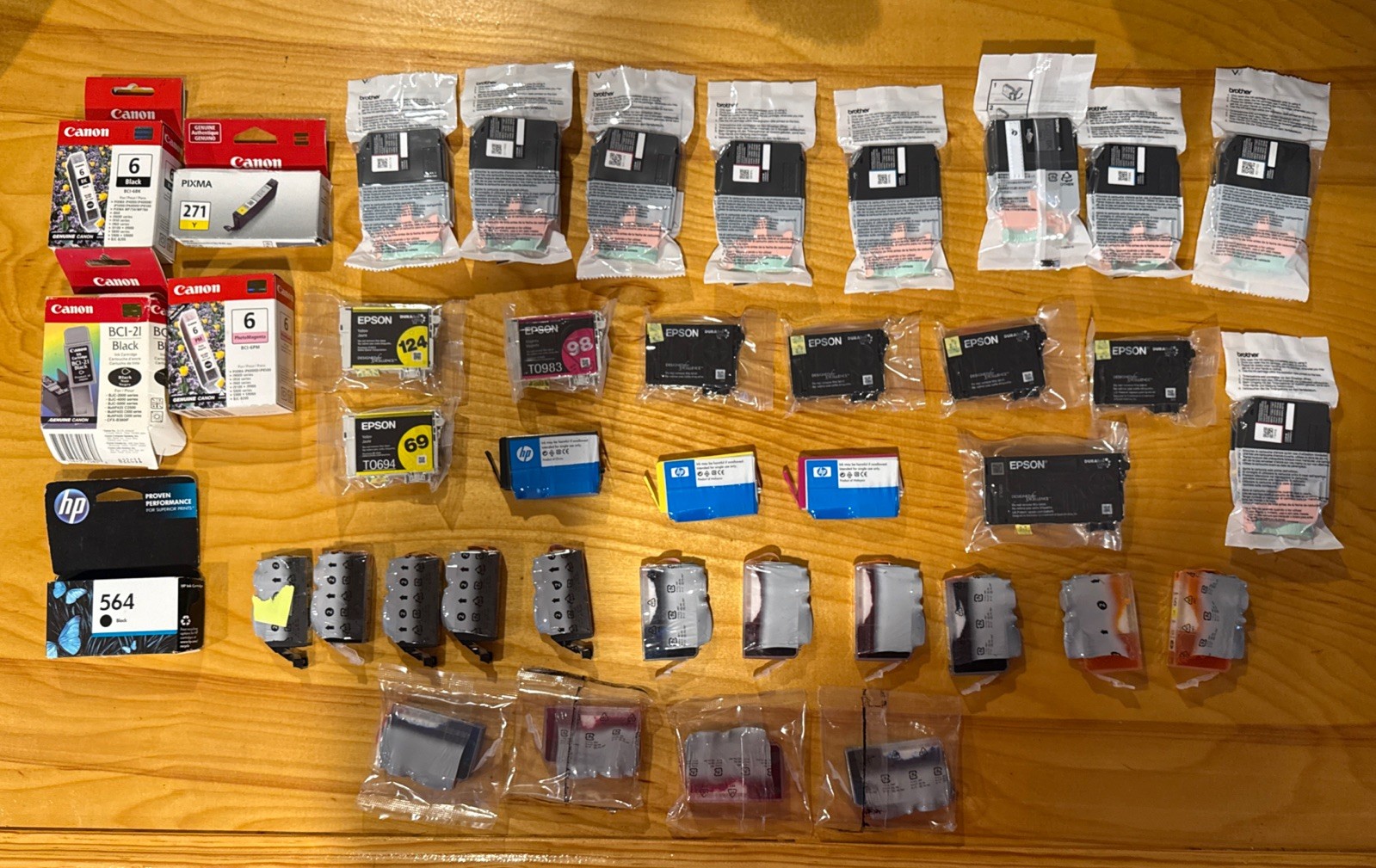 Lot Of 40 Mixed NEW Printer Ink Cartridges OEM Canon Brother HP Epson Authentic